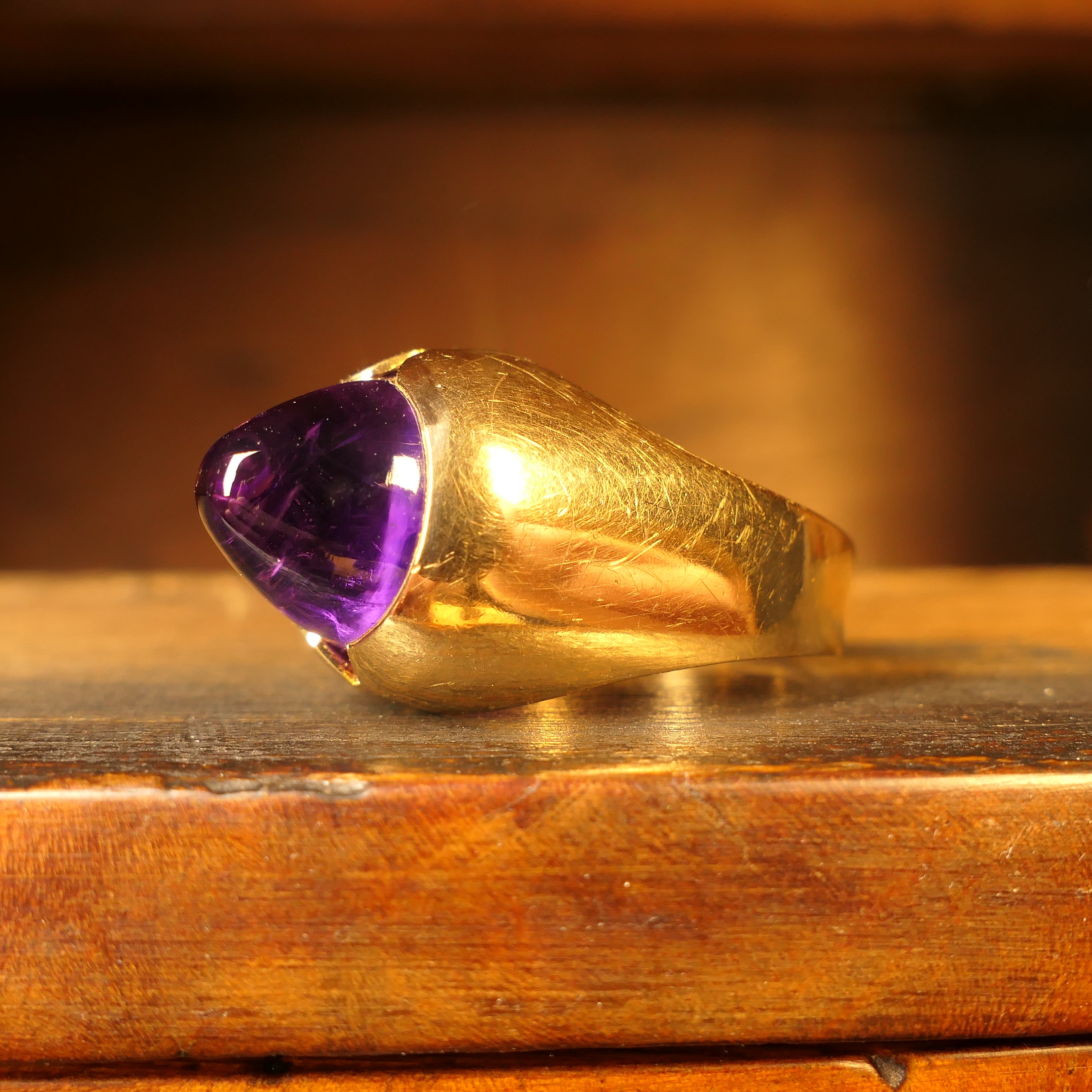 1960s Modernist 18ct Gold and Amethyst ring by Stigbert of Sweden