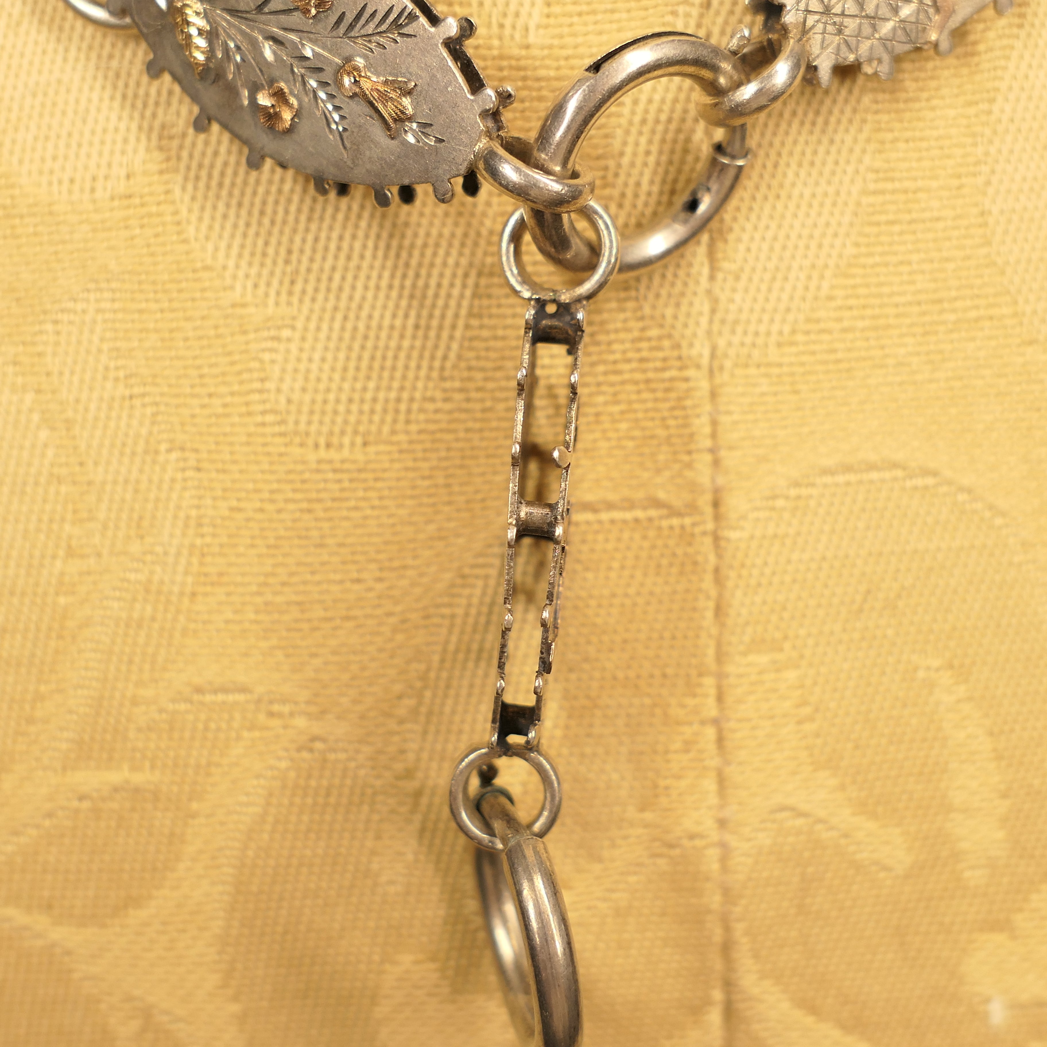 Victorian, Aesthetic movement, Bi-Colour Gold & Sterling Silver, Book Chain Collar Necklace