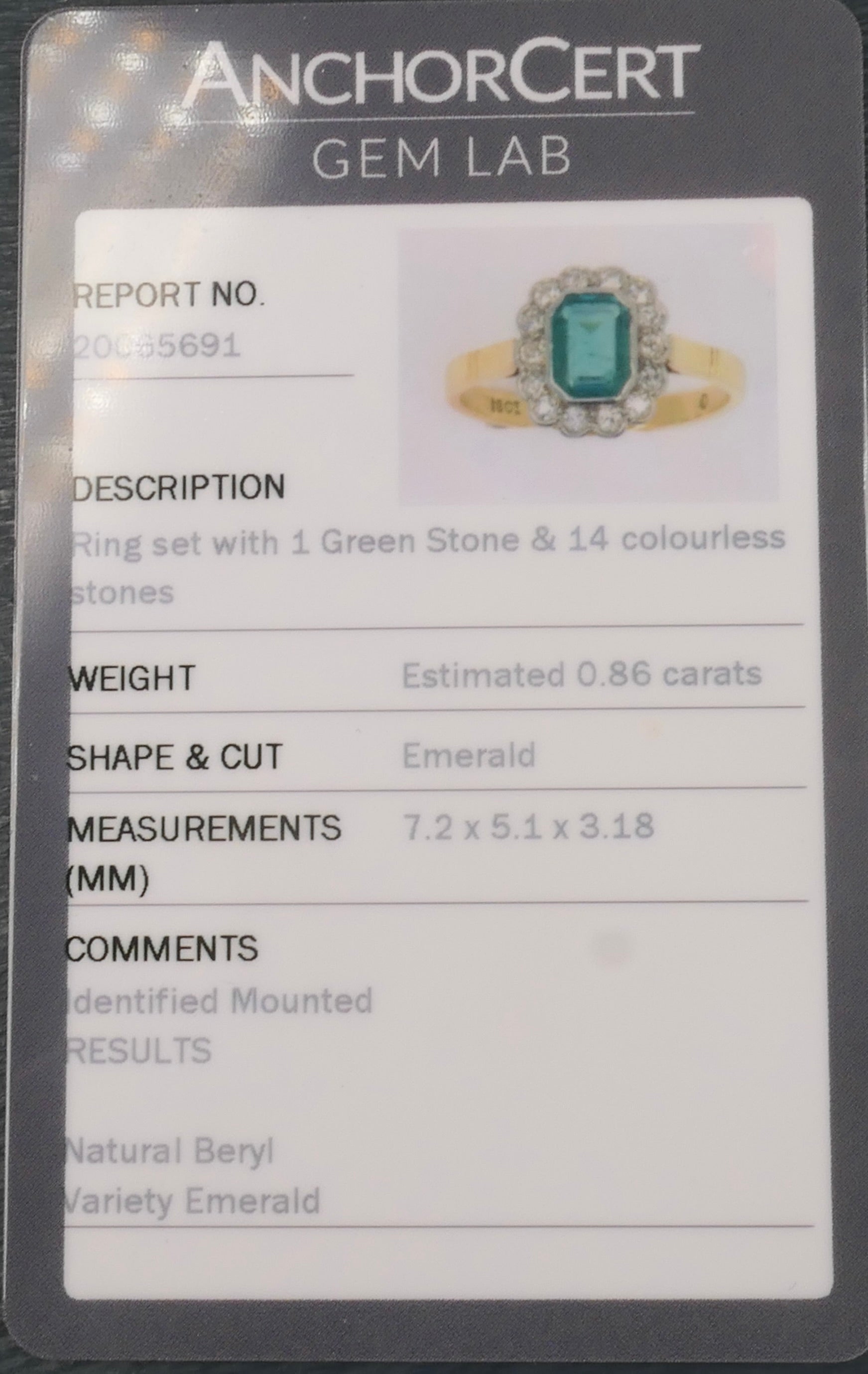 1920s, Art Deco, Emerald, Old Cut Diamond, 18ct Gold, Cluster Ring