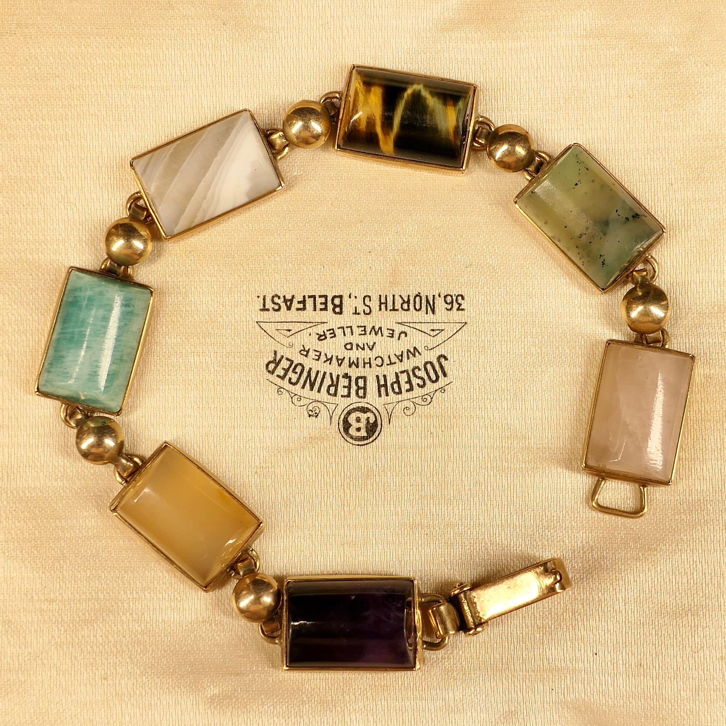 Vintage, Art Deco, 9ct Gold, Multigem Panel Bracelet
