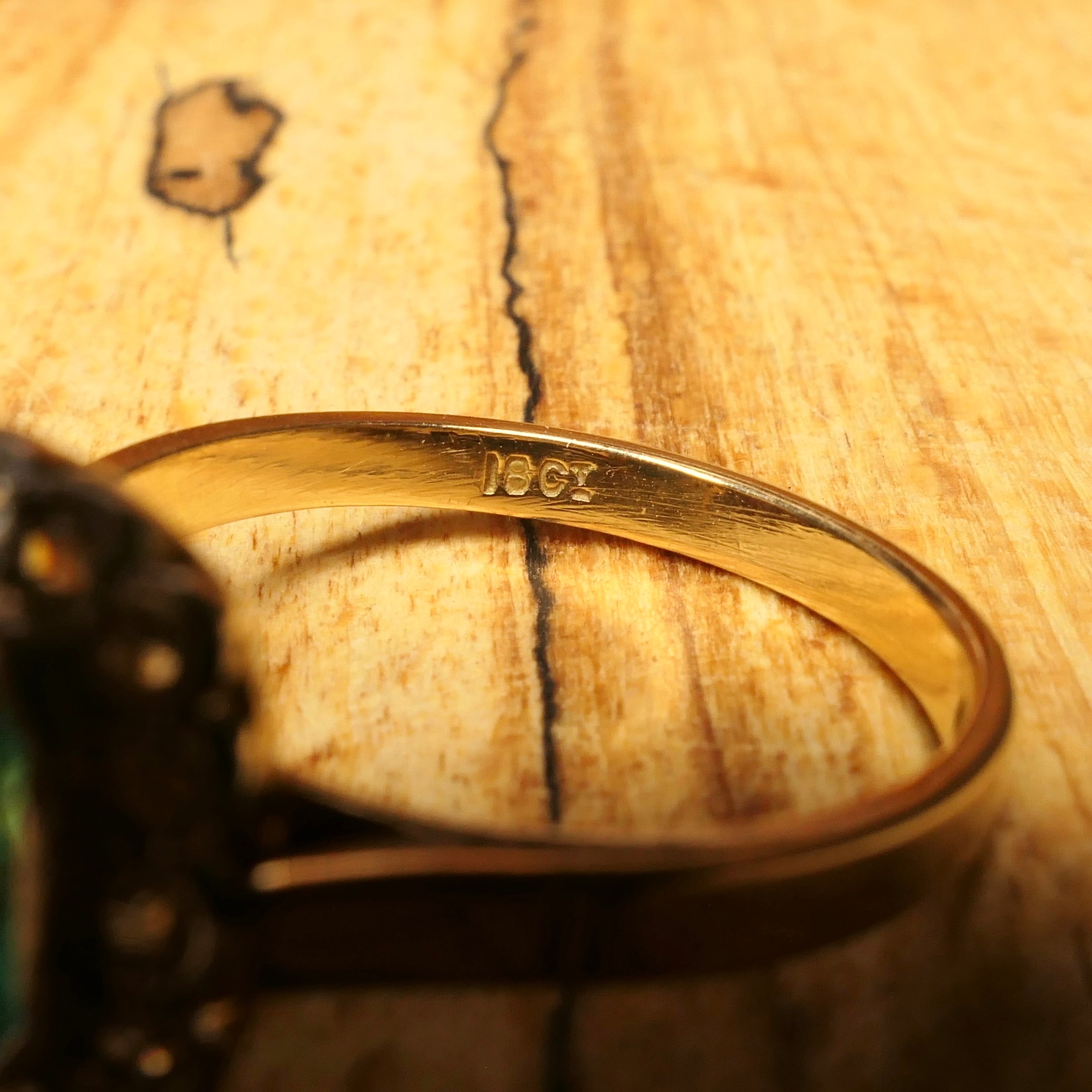 1920s, Art Deco, Emerald, Old Cut Diamond, 18ct Gold, Cluster Ring