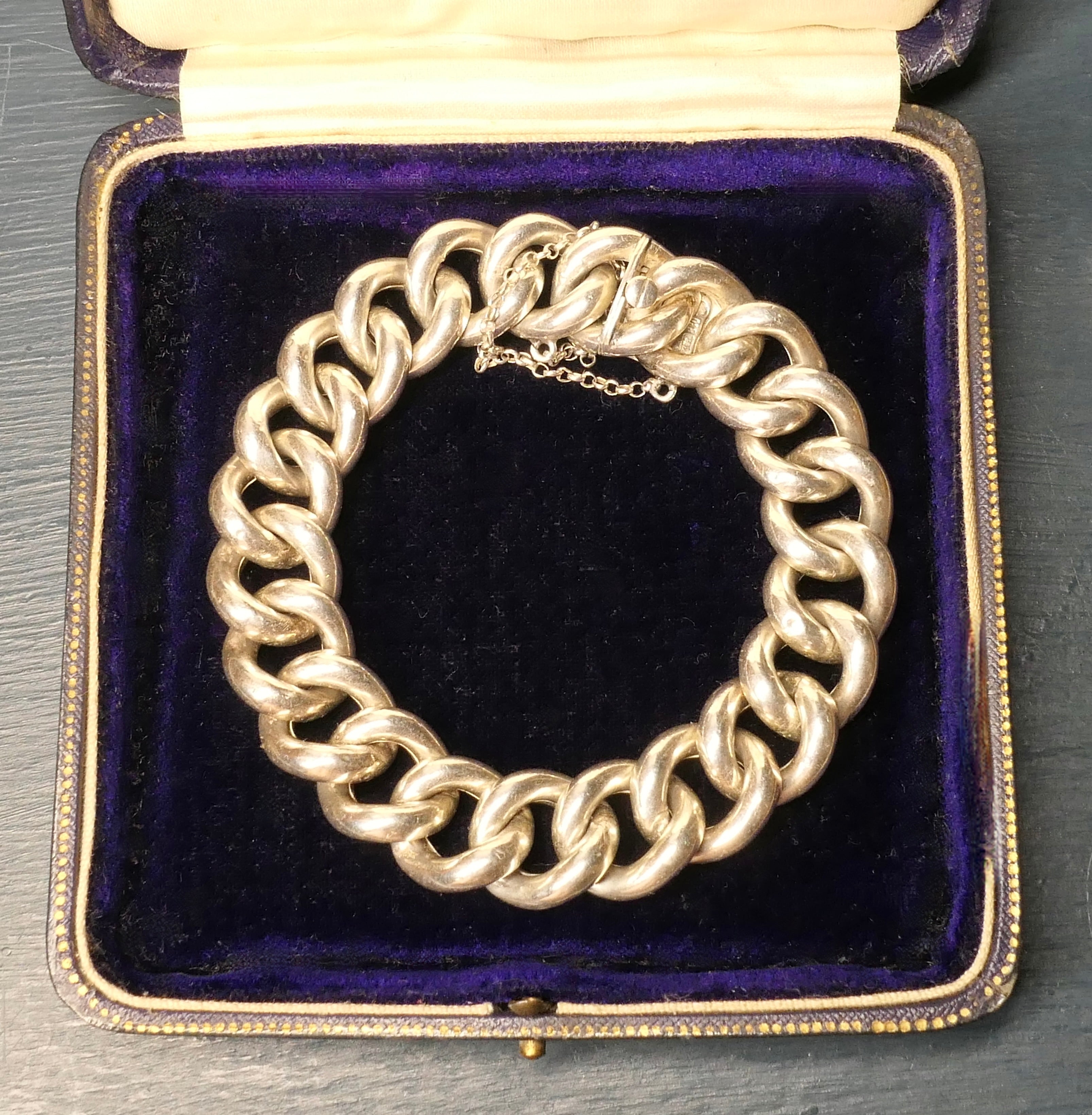 Antique Silver Chunky Curb Link Chain Bracelet