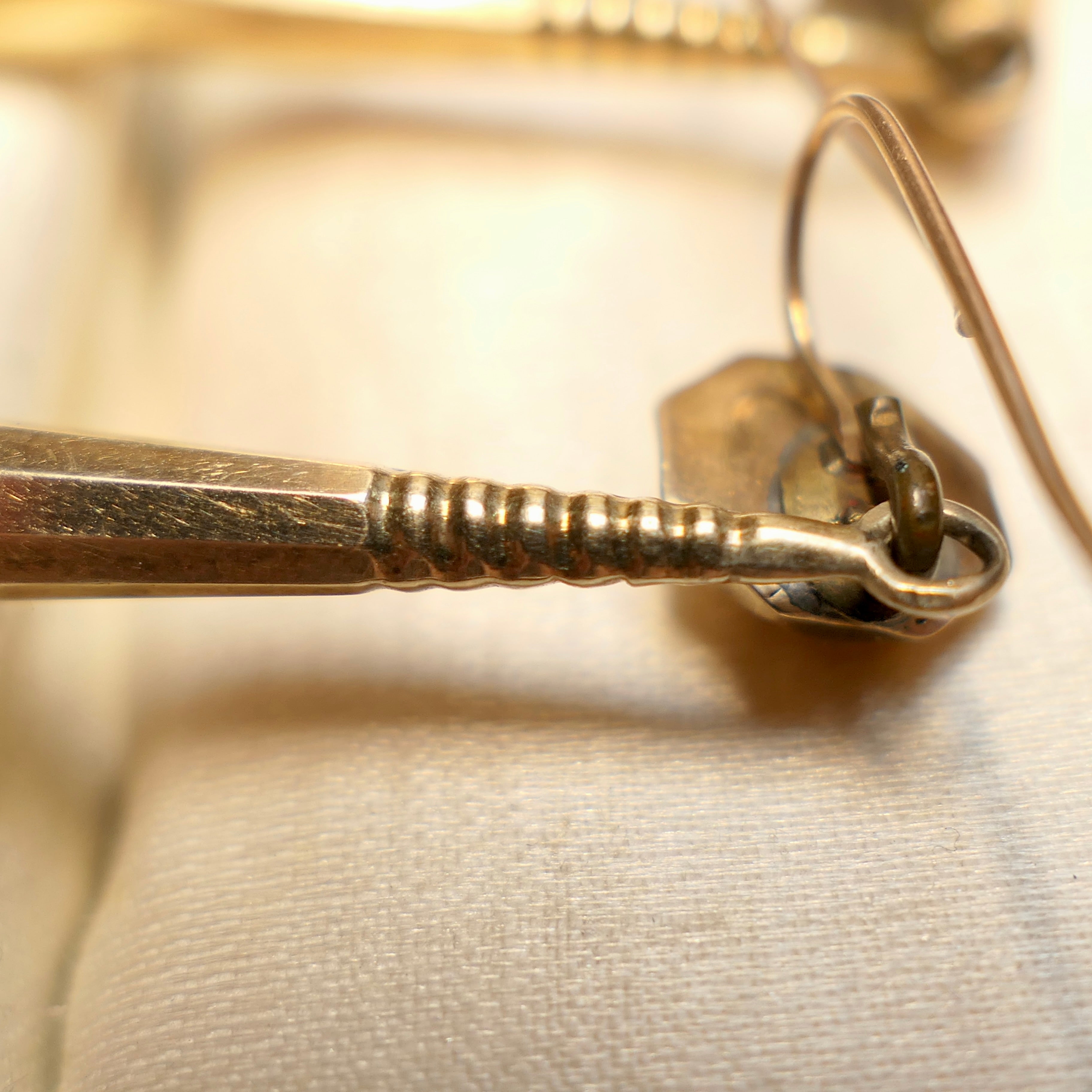 Antique 9ct Gold, Long Torpedo Drop Earrings