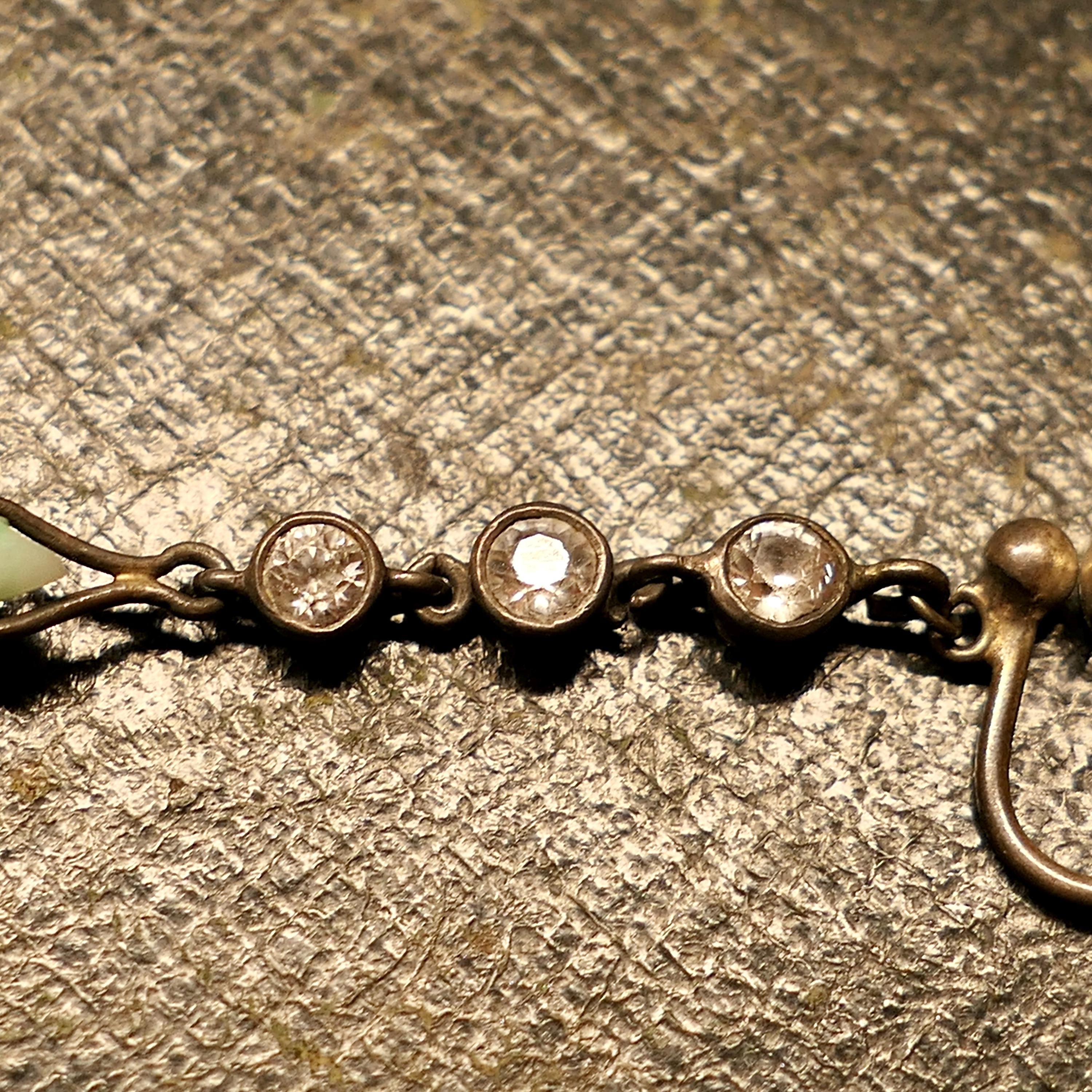 1920's, Art Deco, Silver, Paste & Jade Torpedo Long Drop Earrings