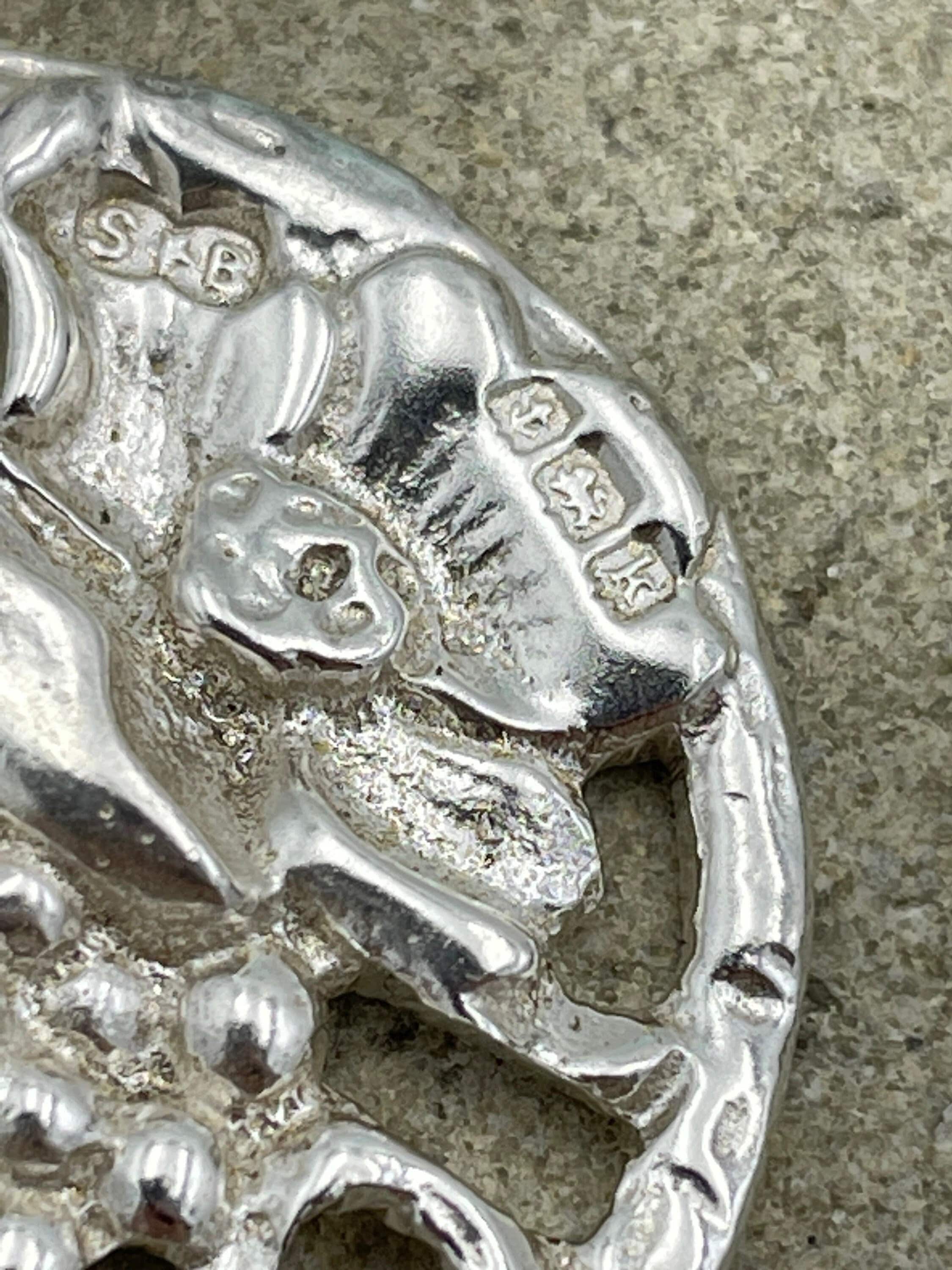 Edwardian large sterling silver button drop earrings