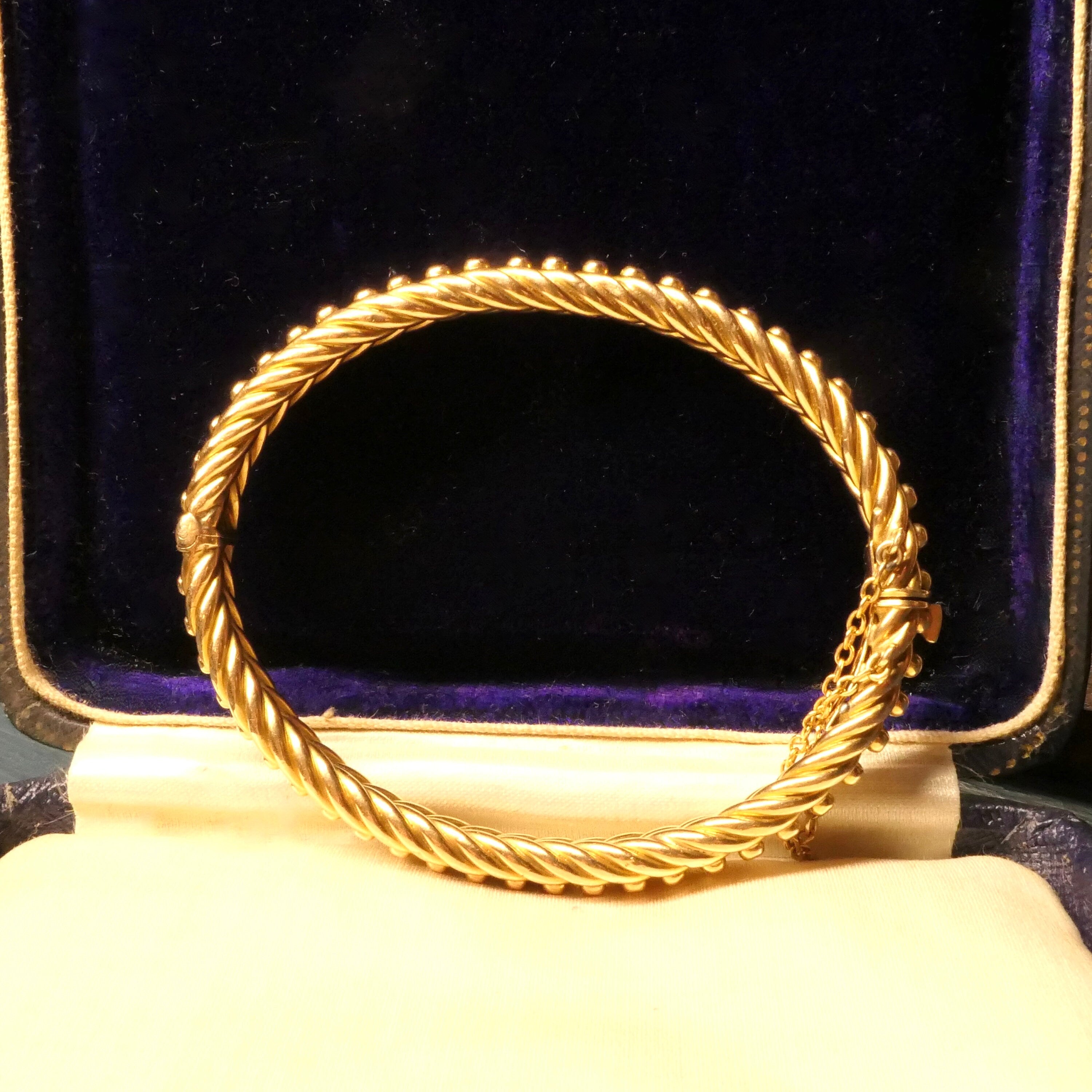 Victorian 15ct Gold, Braided Hinged Bangle, Bracelet, 22.5 grams