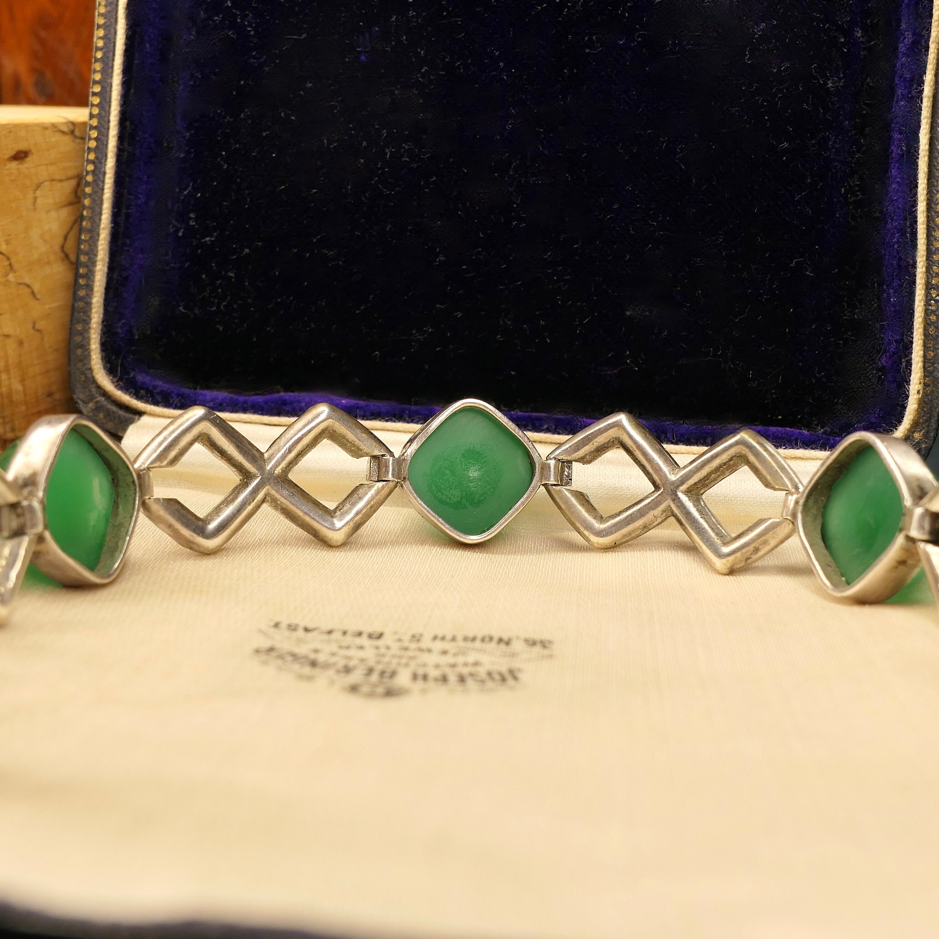 Original, Art Deco, Silver & Old Cut Paste Bracelet