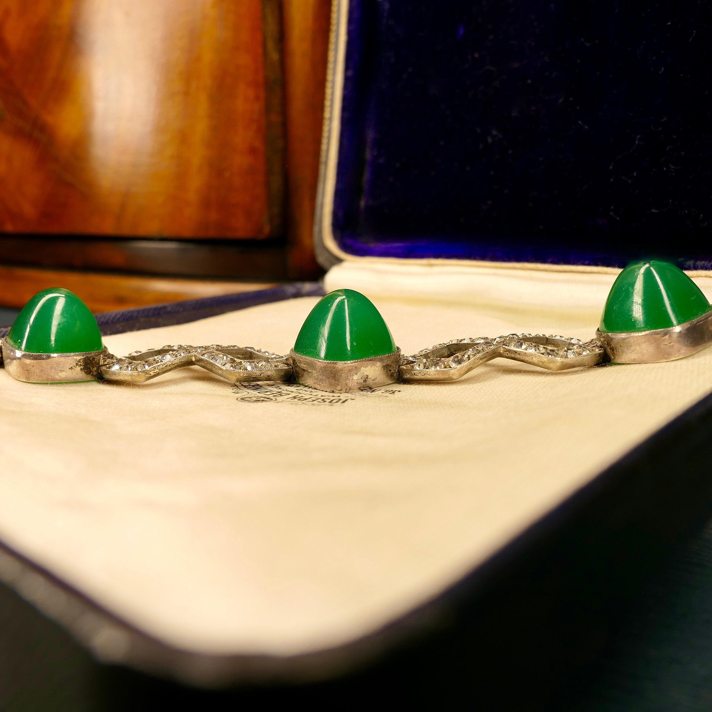 Original, Art Deco, Silver & Old Cut Paste Bracelet