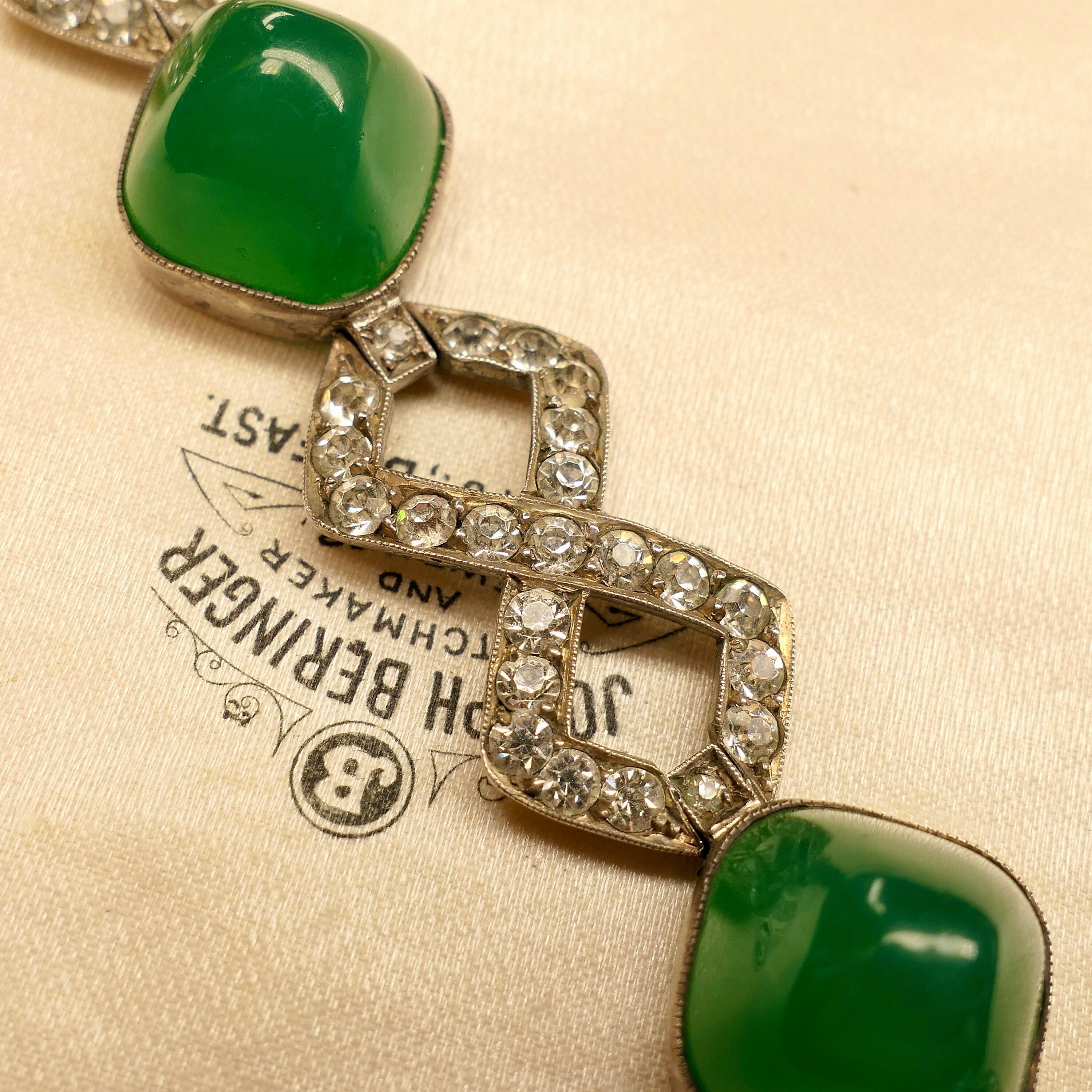 Original, Art Deco, Silver & Old Cut Paste Bracelet