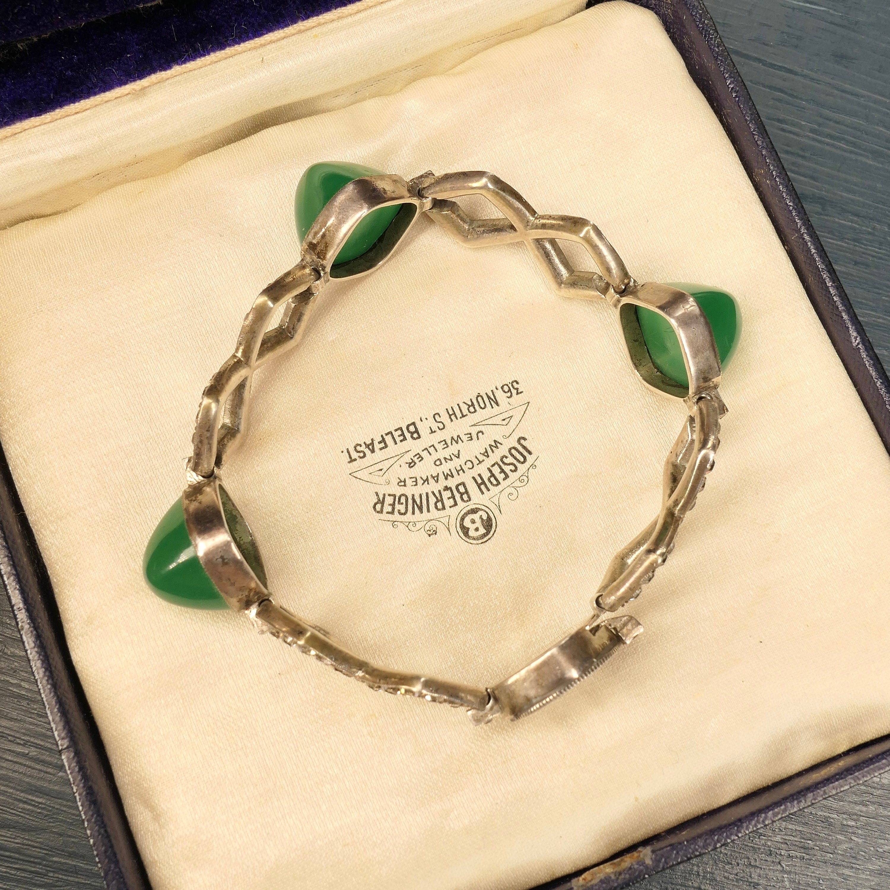 Original, Art Deco, Silver & Old Cut Paste Bracelet