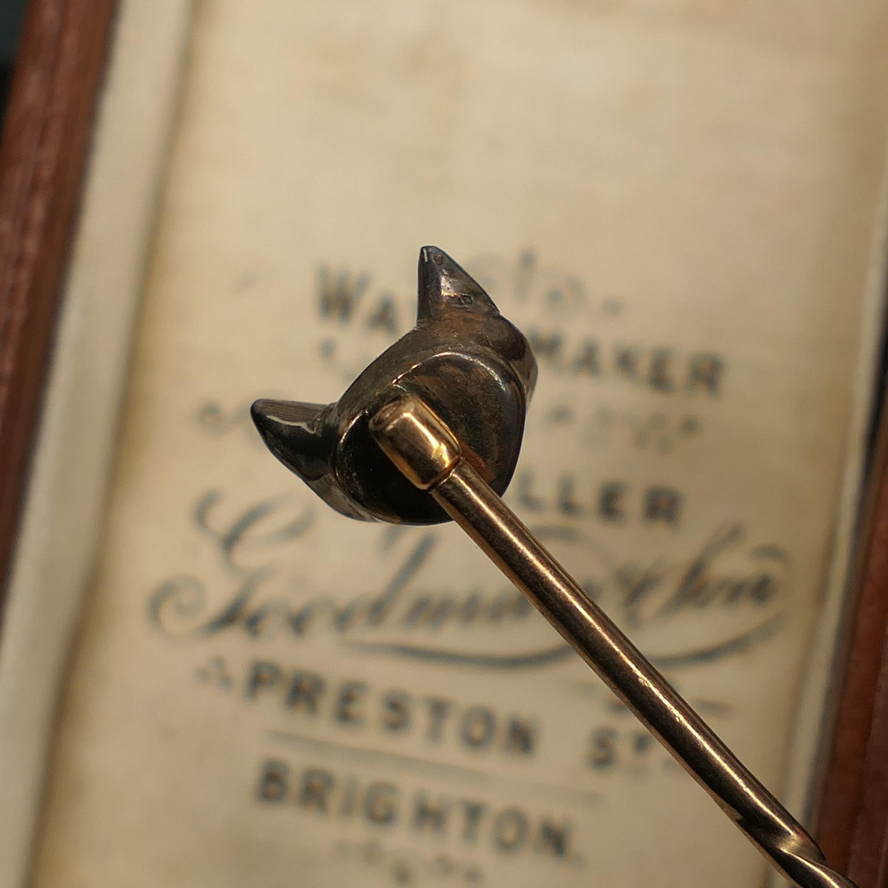 Victorian, Gold & Silver, Rose Cut Diamond, Fox Head Stick Pin