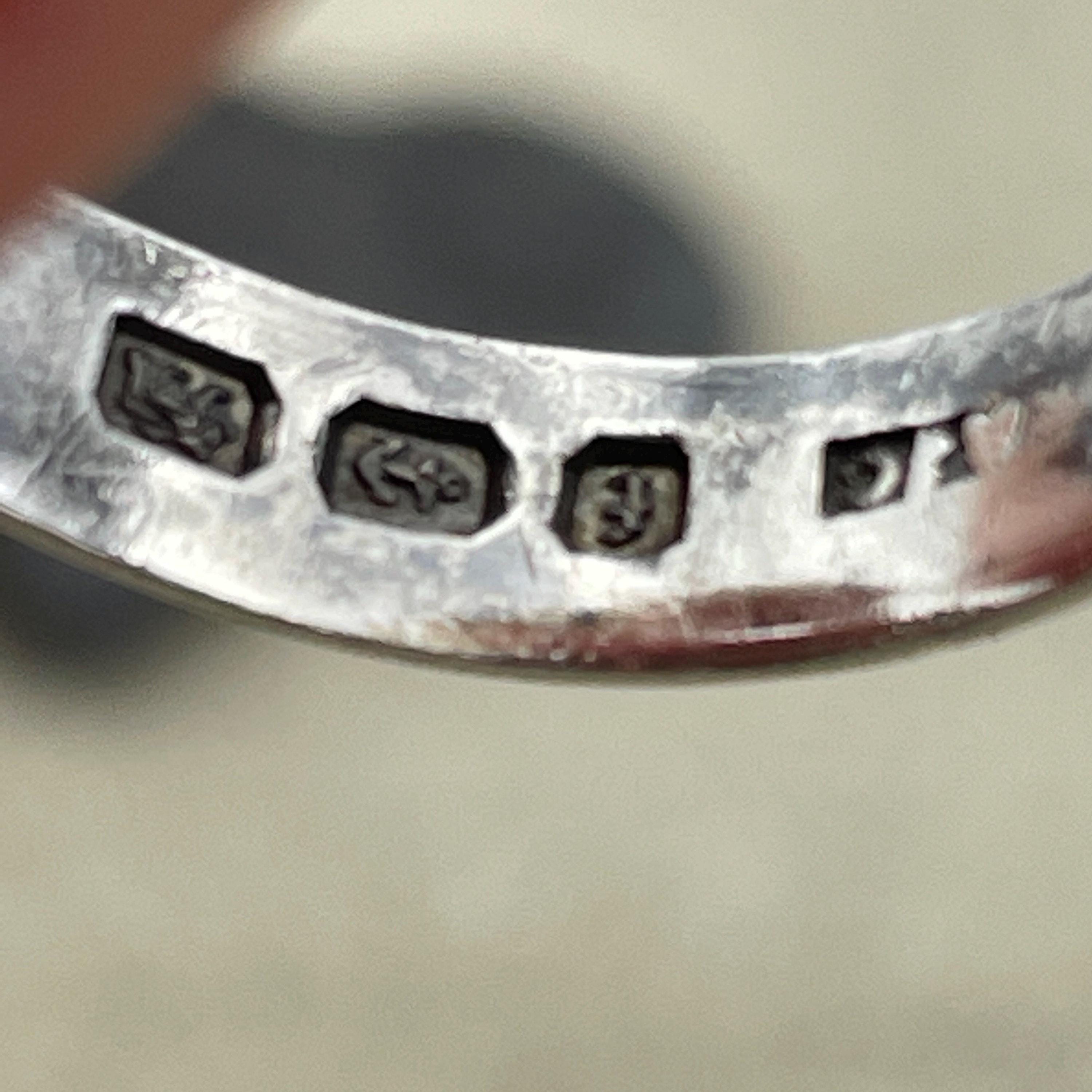 Victorian sterling silver buckle band ring, hallmarked birmingham 1880