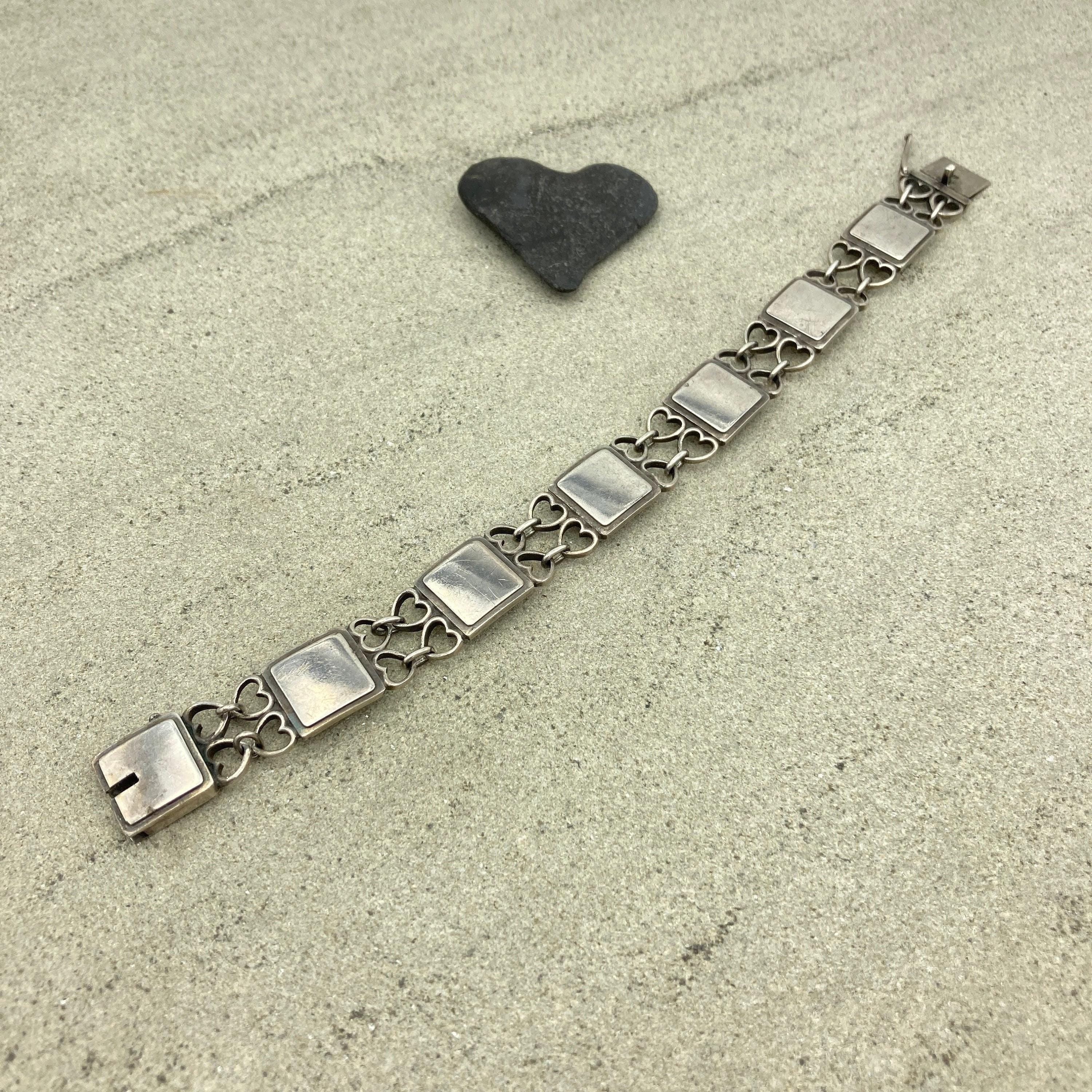 1950s, Vintage Georg Jensen, Sterling Silver Heart Links Bracelet no. 70
