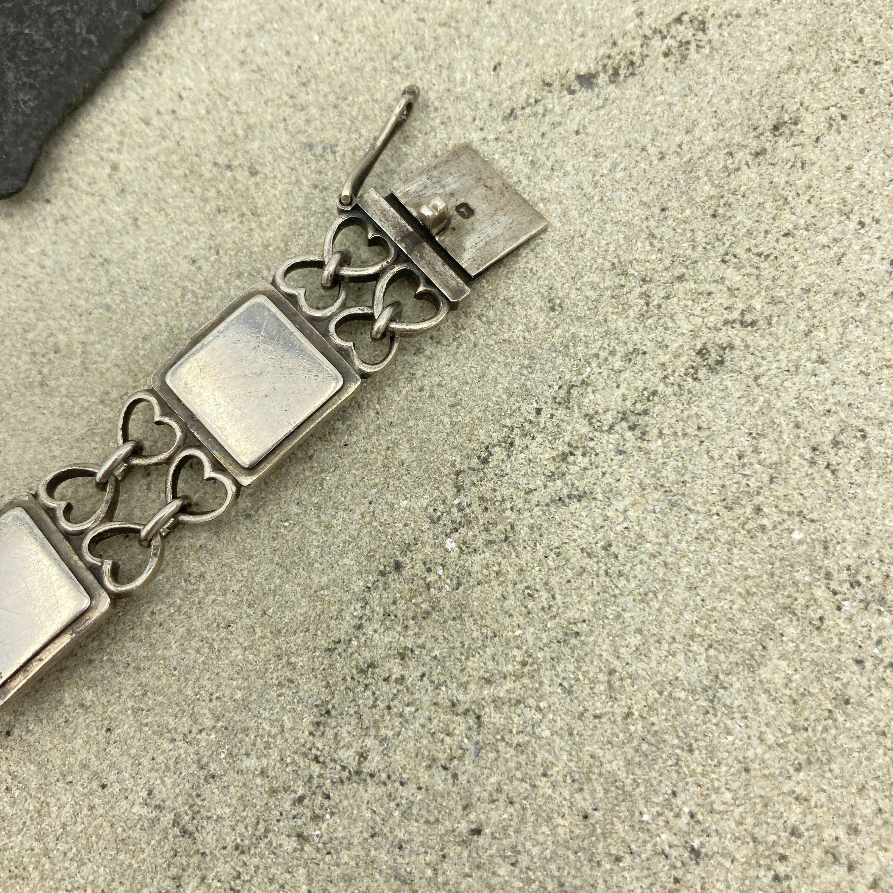 1950s, Vintage Georg Jensen, Sterling Silver Heart Links Bracelet no. 70