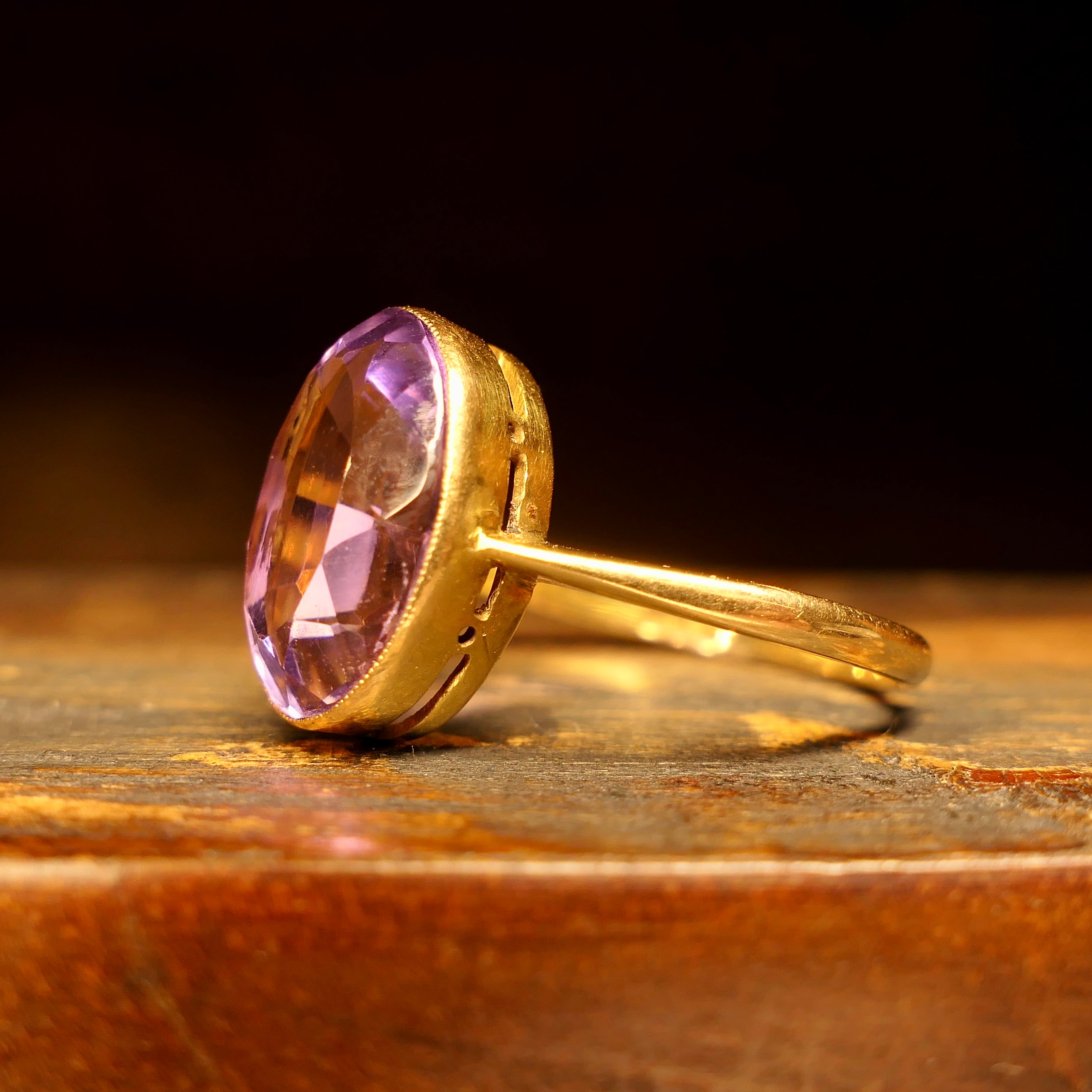Antique, 18ct Gold, Amethyst Solitaire Ring