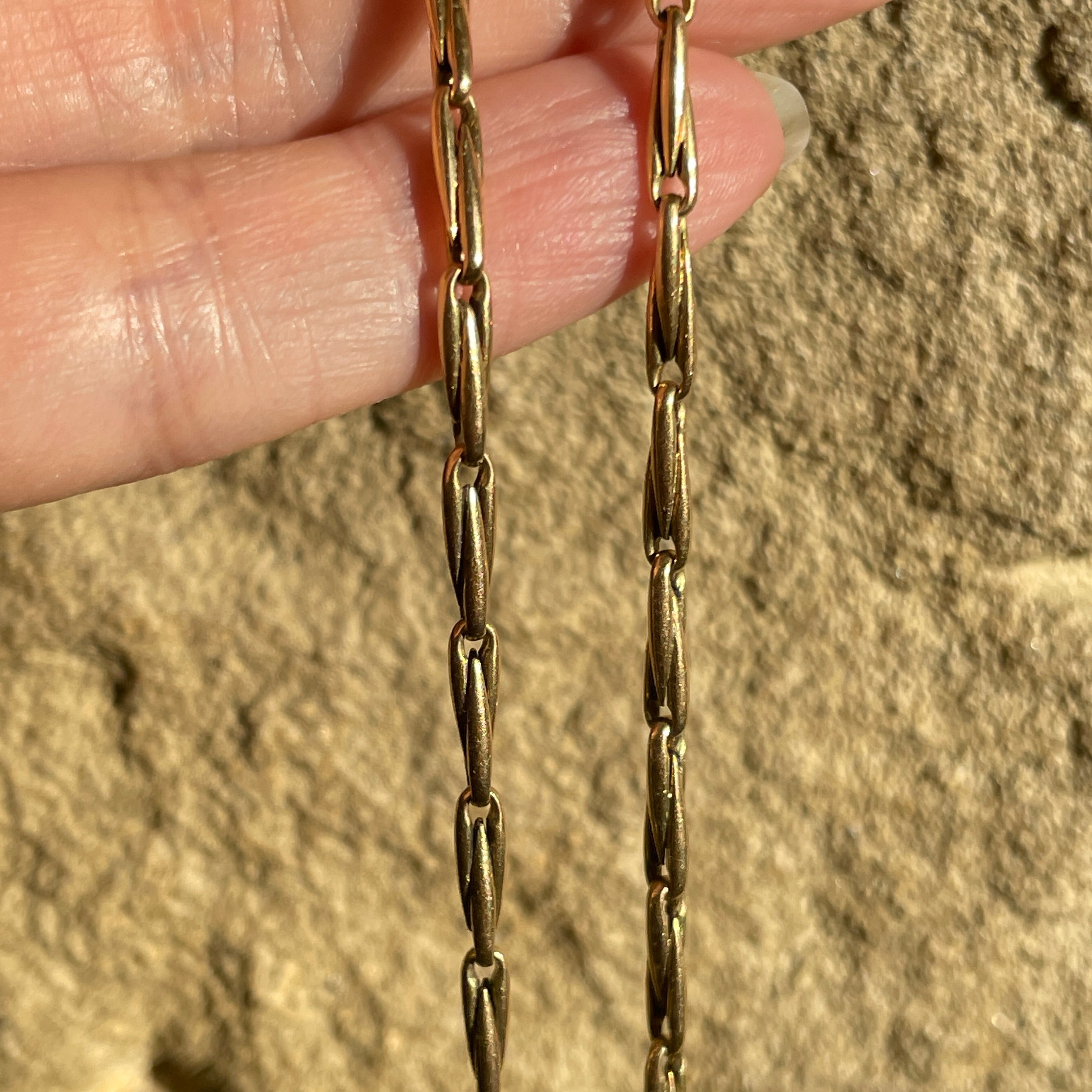 Antique, French, 18ct Gold Watch Chain, dog clip and bolt ring clasp, c1900