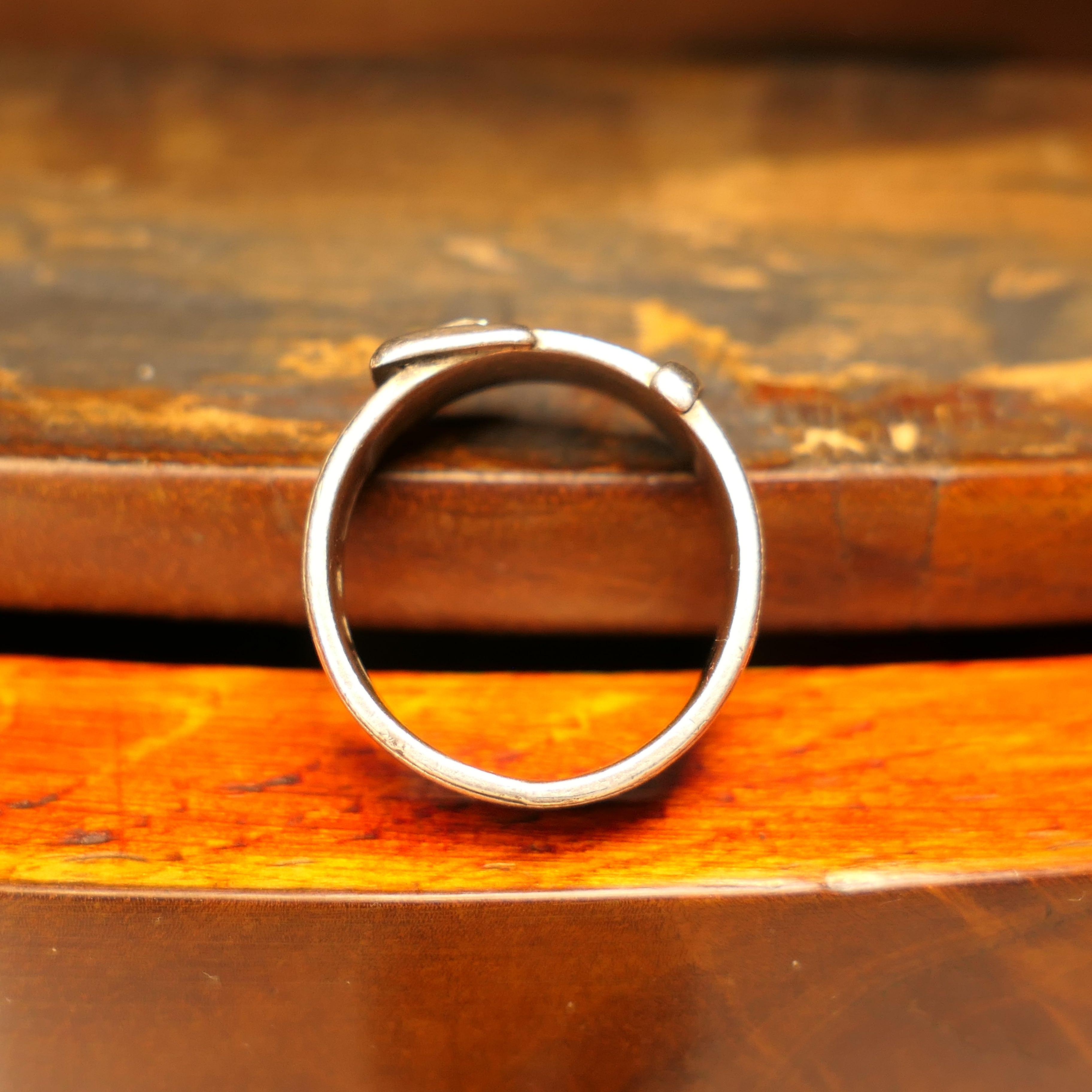 Victorian Sterling Silver, Chunky Wide Band Buckle Ring, Hallmarked 1896