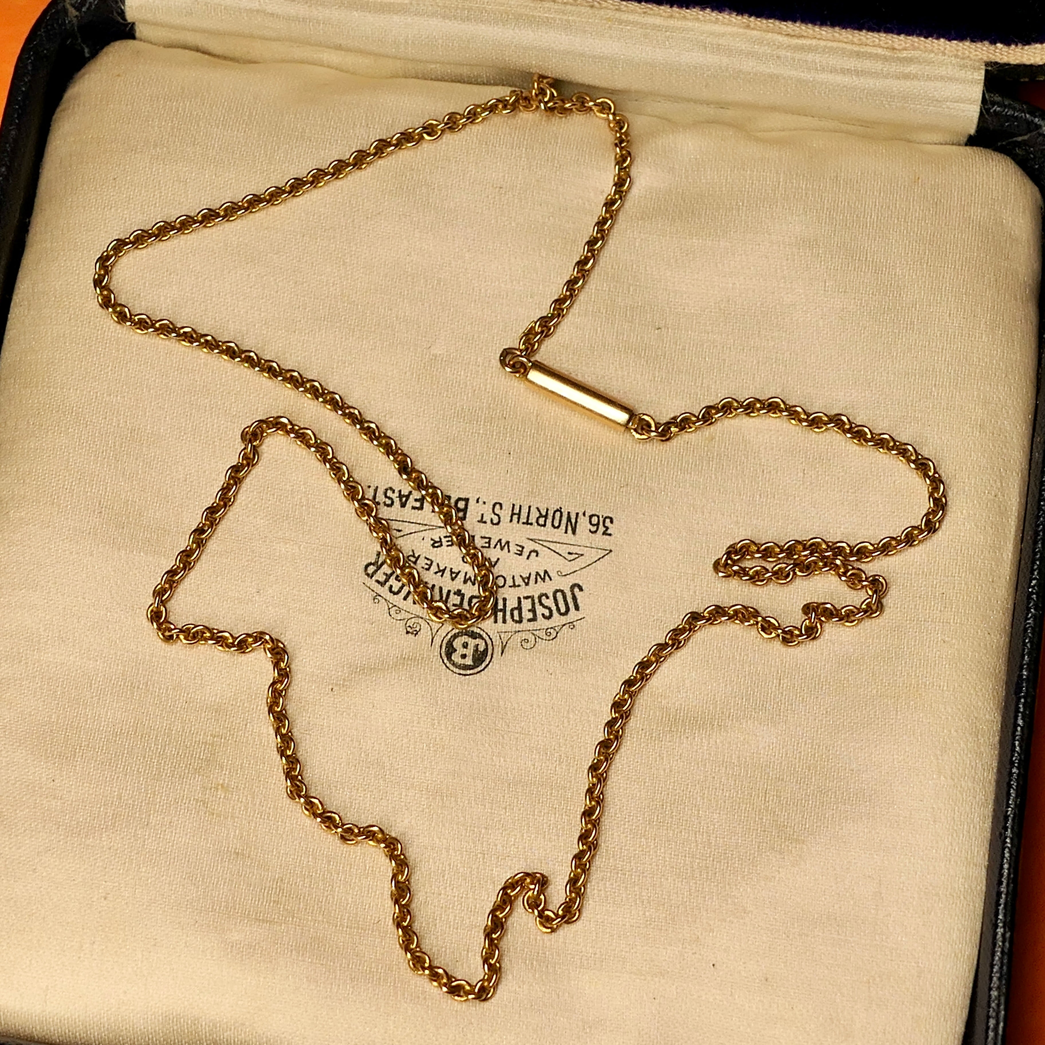 Antique, 15ct Gold, Belcher Link Chain, Necklace With Barrel Clasp, 7.1 Grams