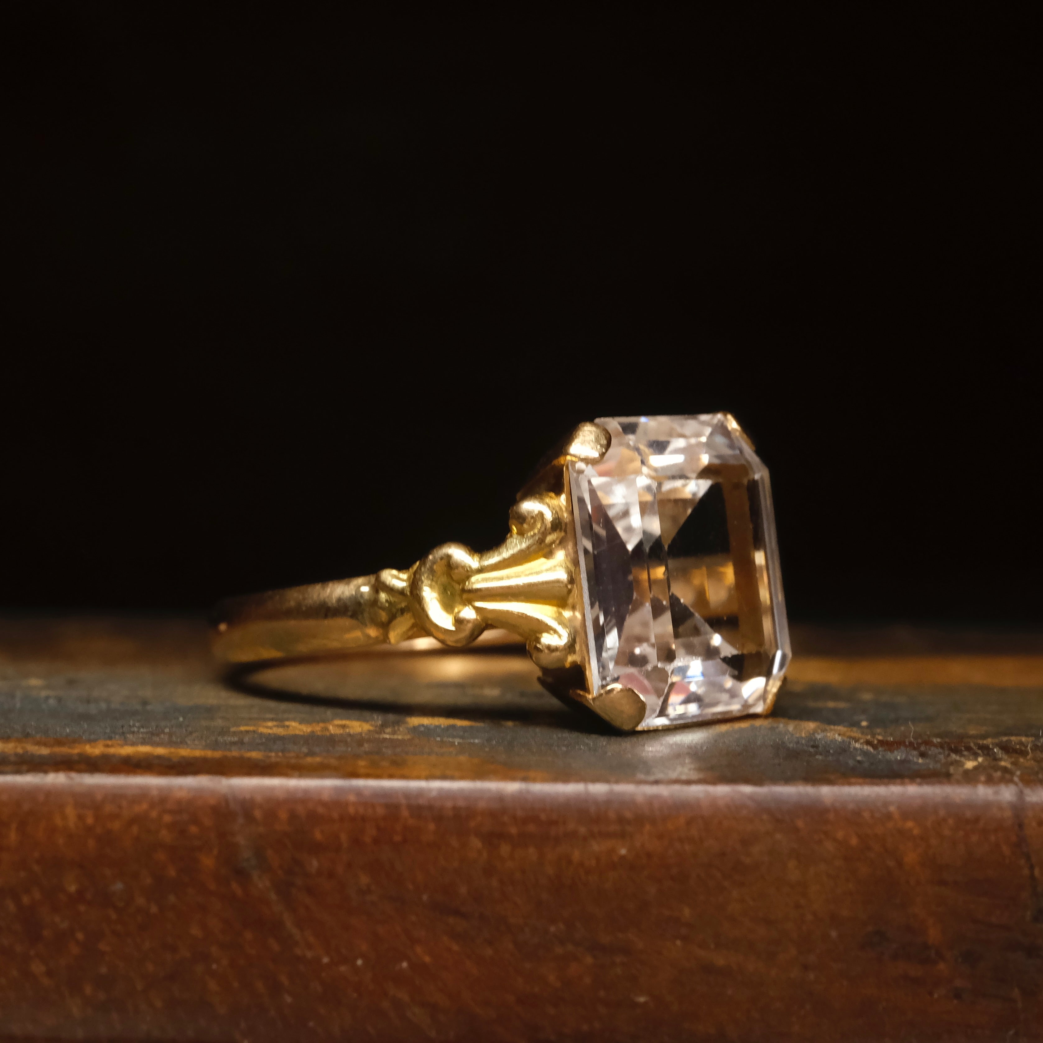 1940s, 18ct Gold, Rock Crystal Quartz, Solitaire Ring