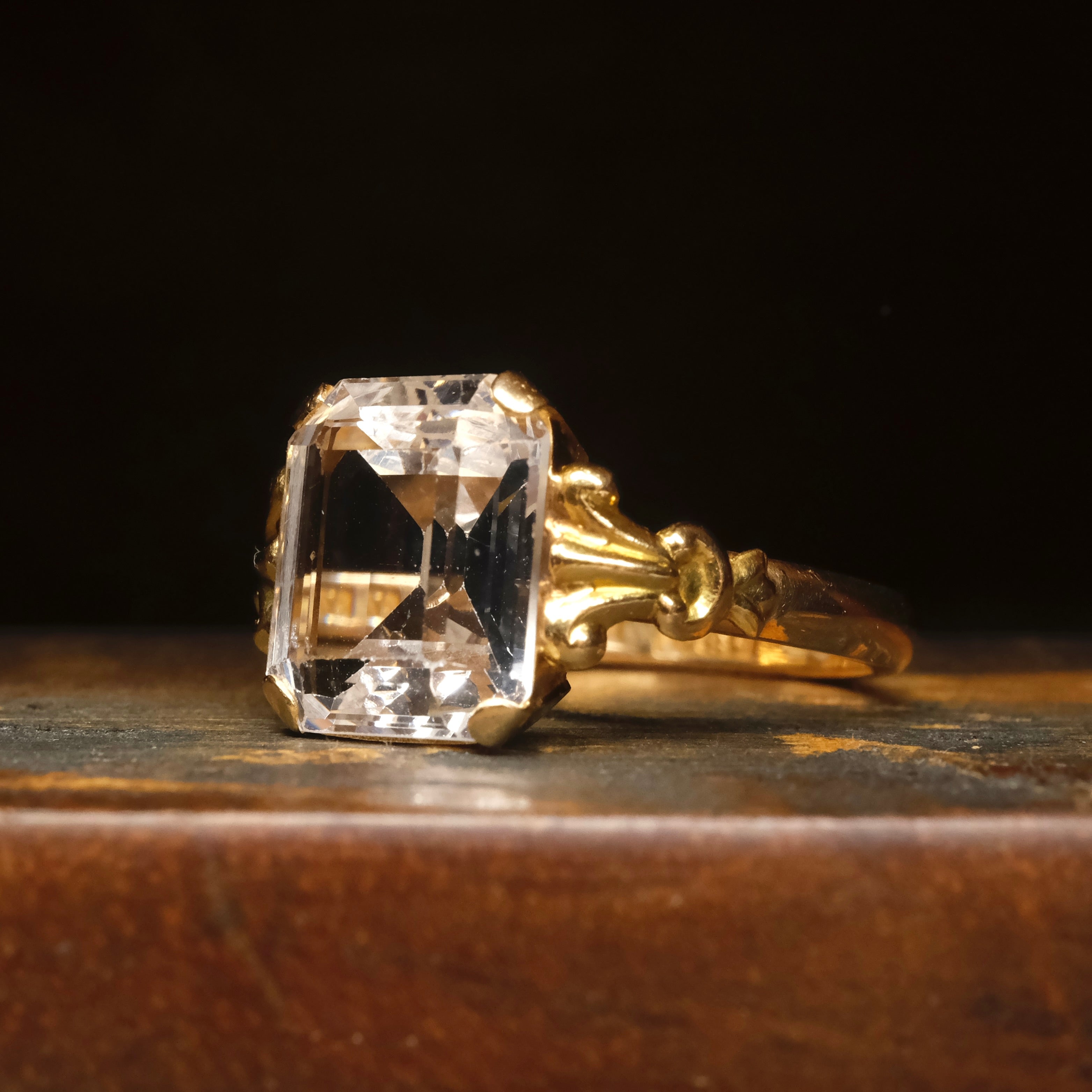 1940s, 18ct Gold, Rock Crystal Quartz, Solitaire Ring