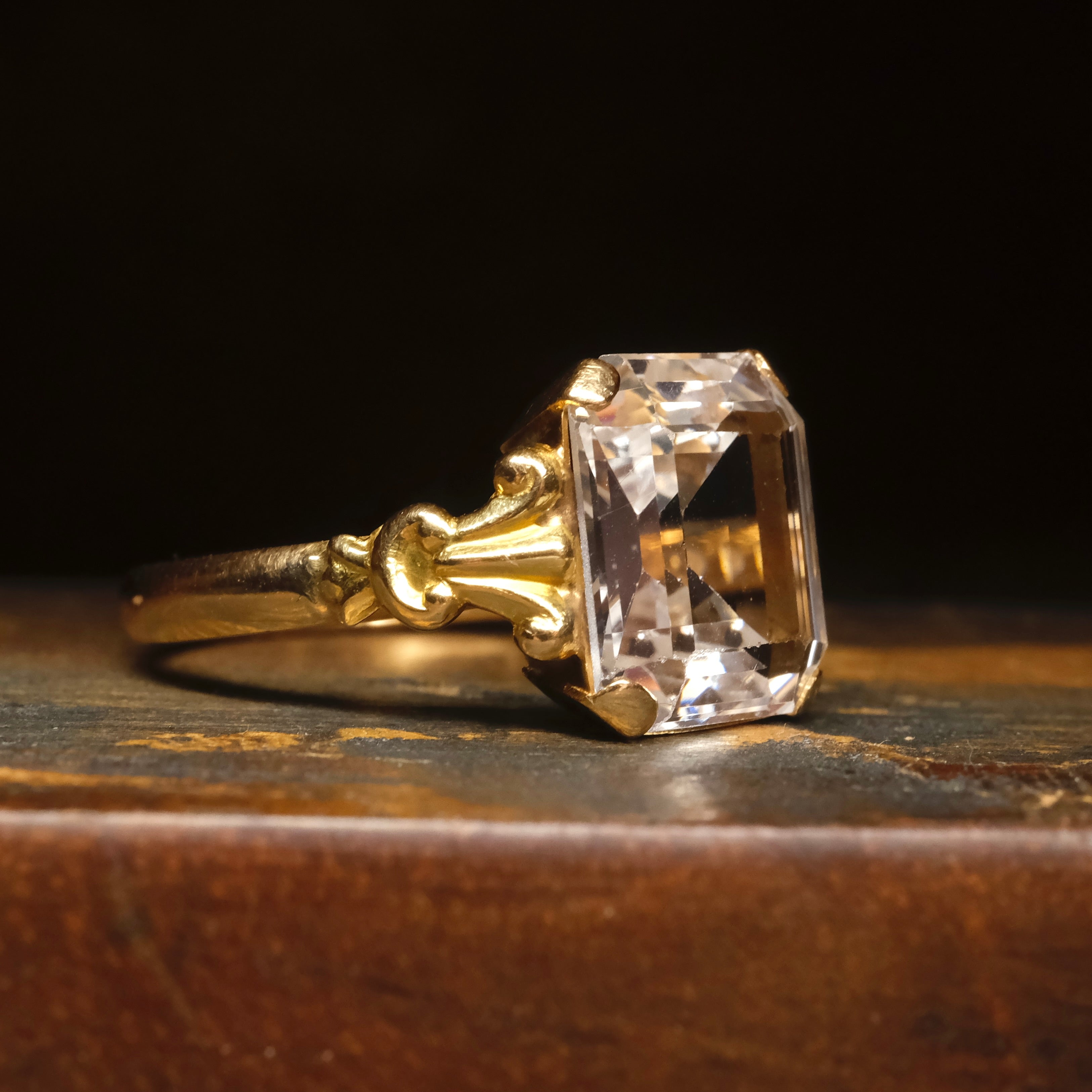 1940s, 18ct Gold, Rock Crystal Quartz, Solitaire Ring