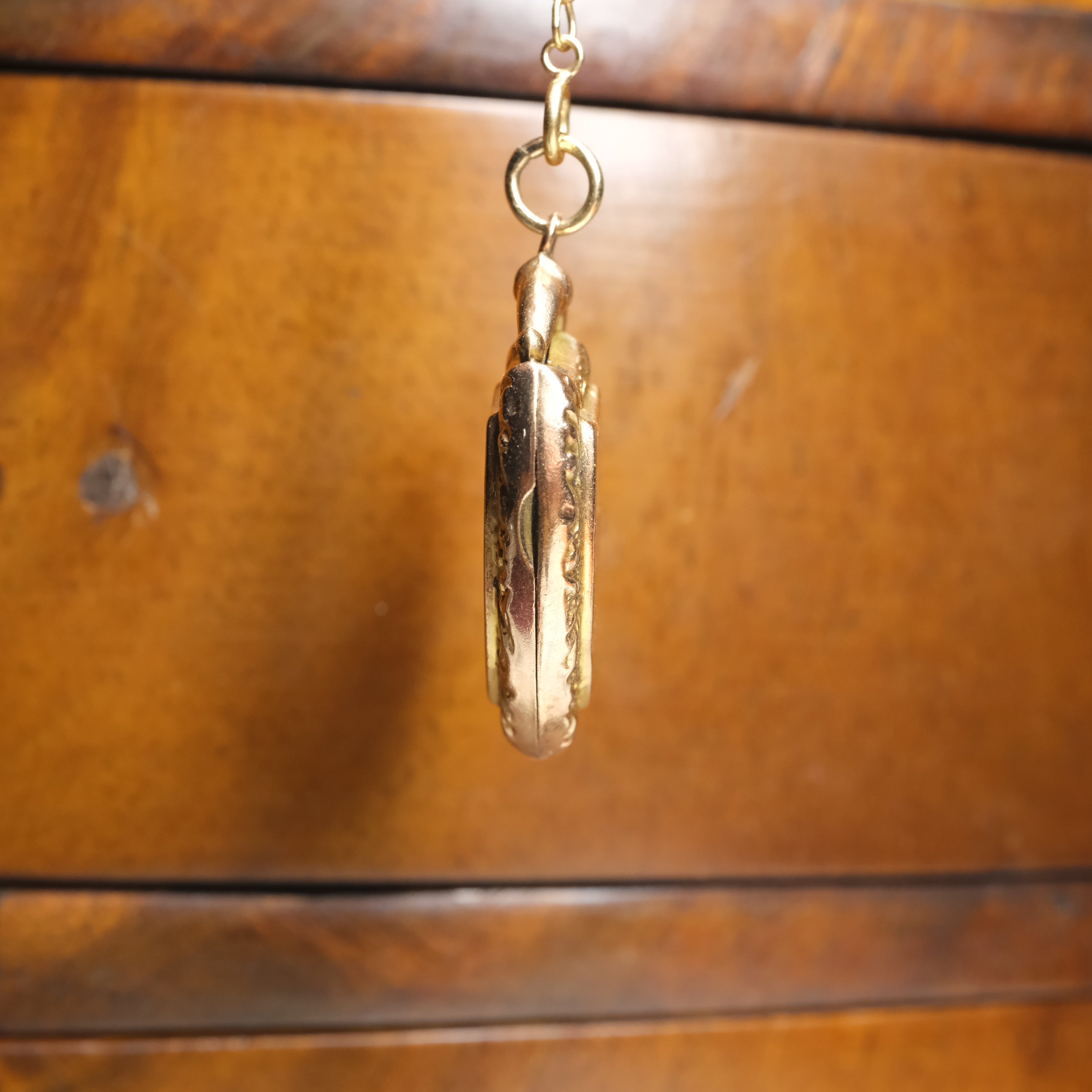 Antique 9ct Gold, Hand Engraved, Back & Front, Shield Locket Pendant