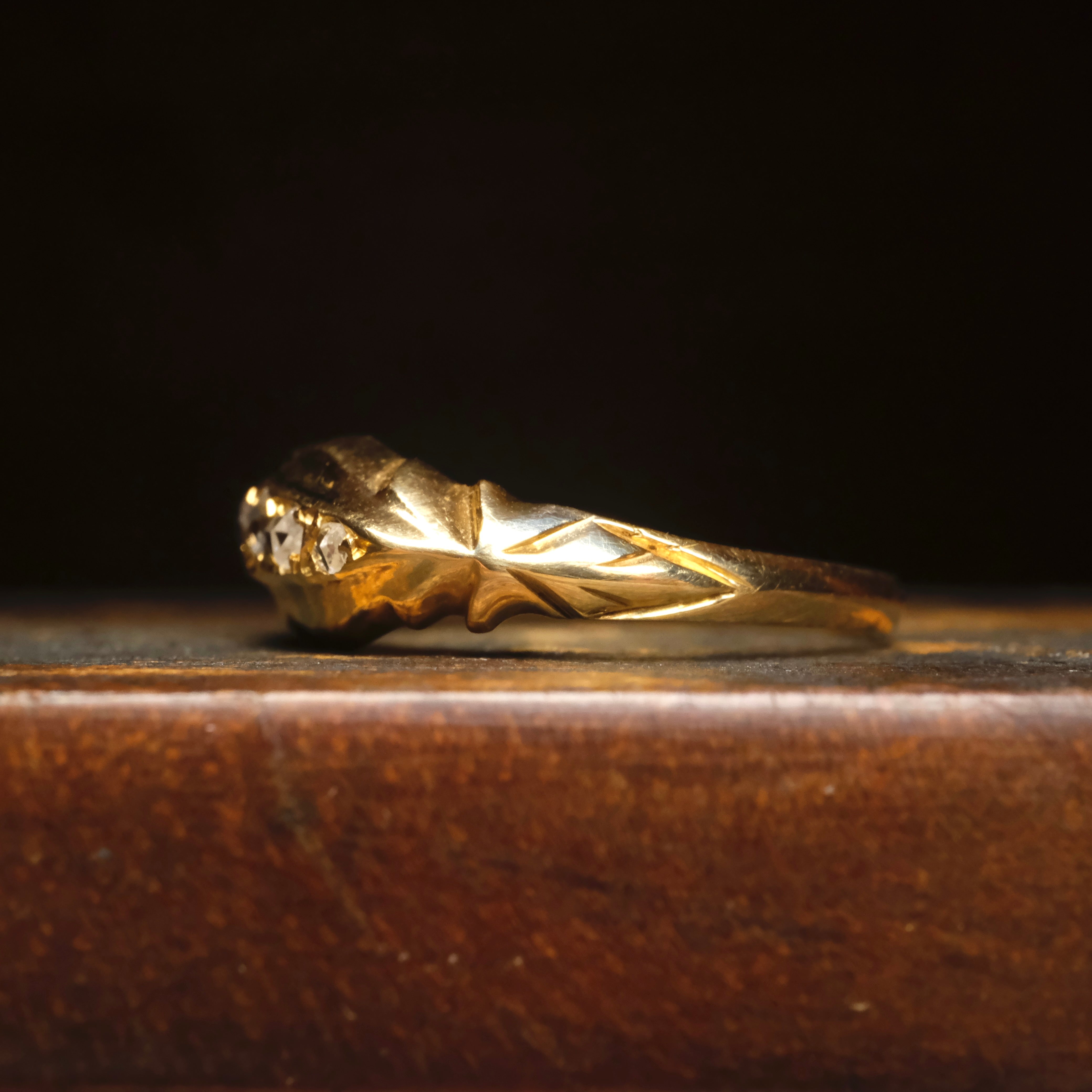 Antique, 18ct Gold, Rose Cut Diamond Ring, Hallmarked In 1917