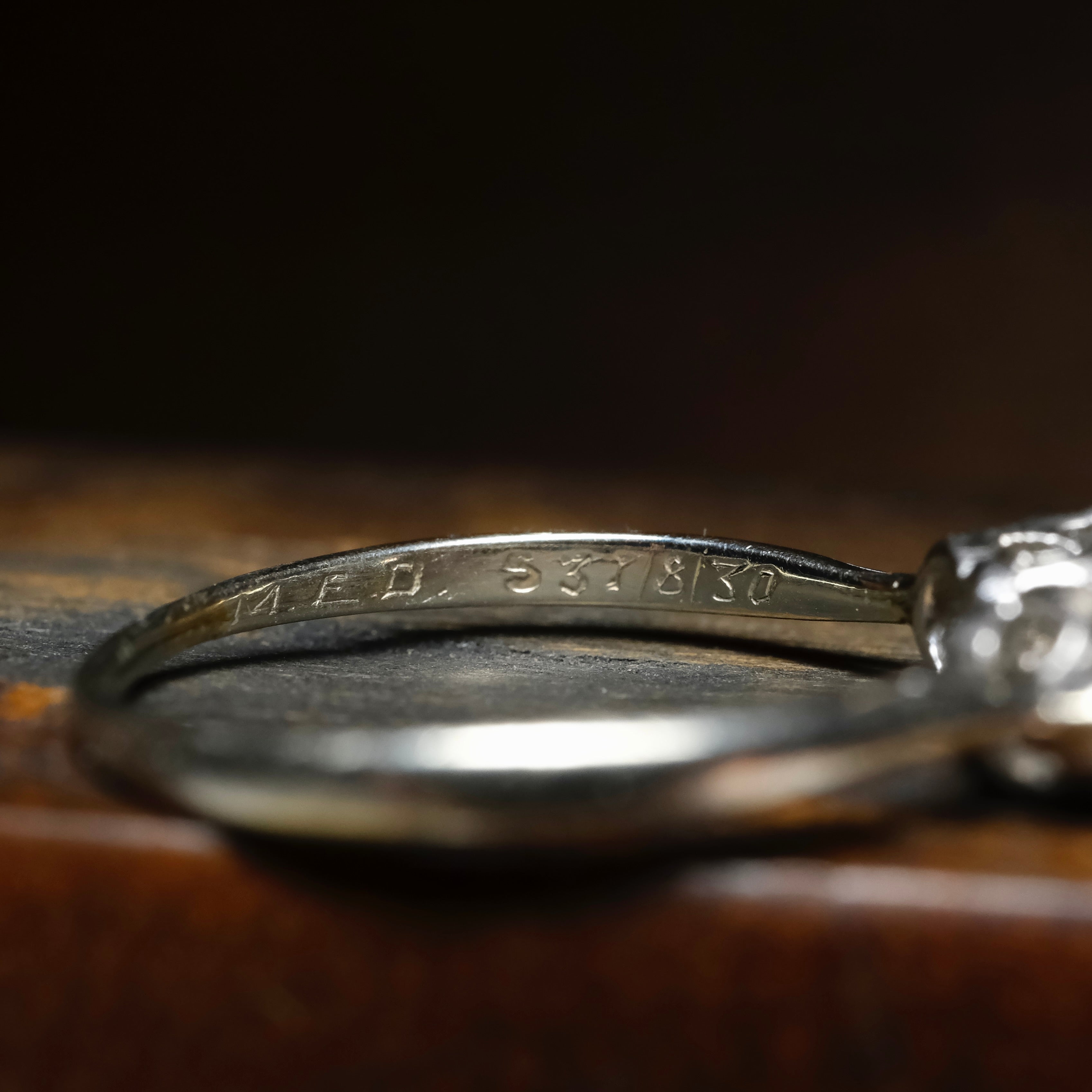 1920s, Art Deco, 18ct White Gold Platinum & Old Cut Diamond, Three Stone Ring