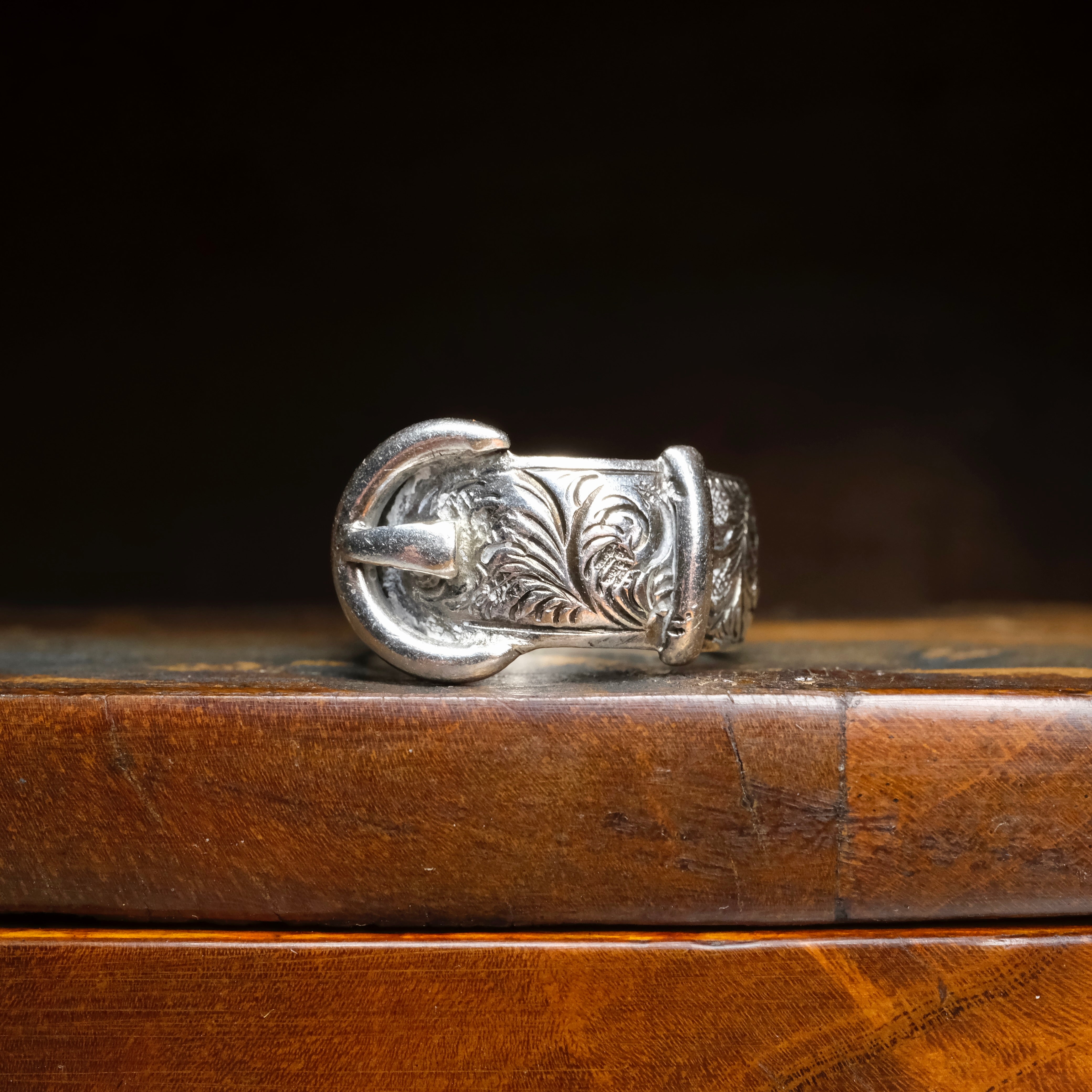 Antique, Edwardian Sterling Silver, Chunky Wide Band Buckle Ring, Hallmarked 1903