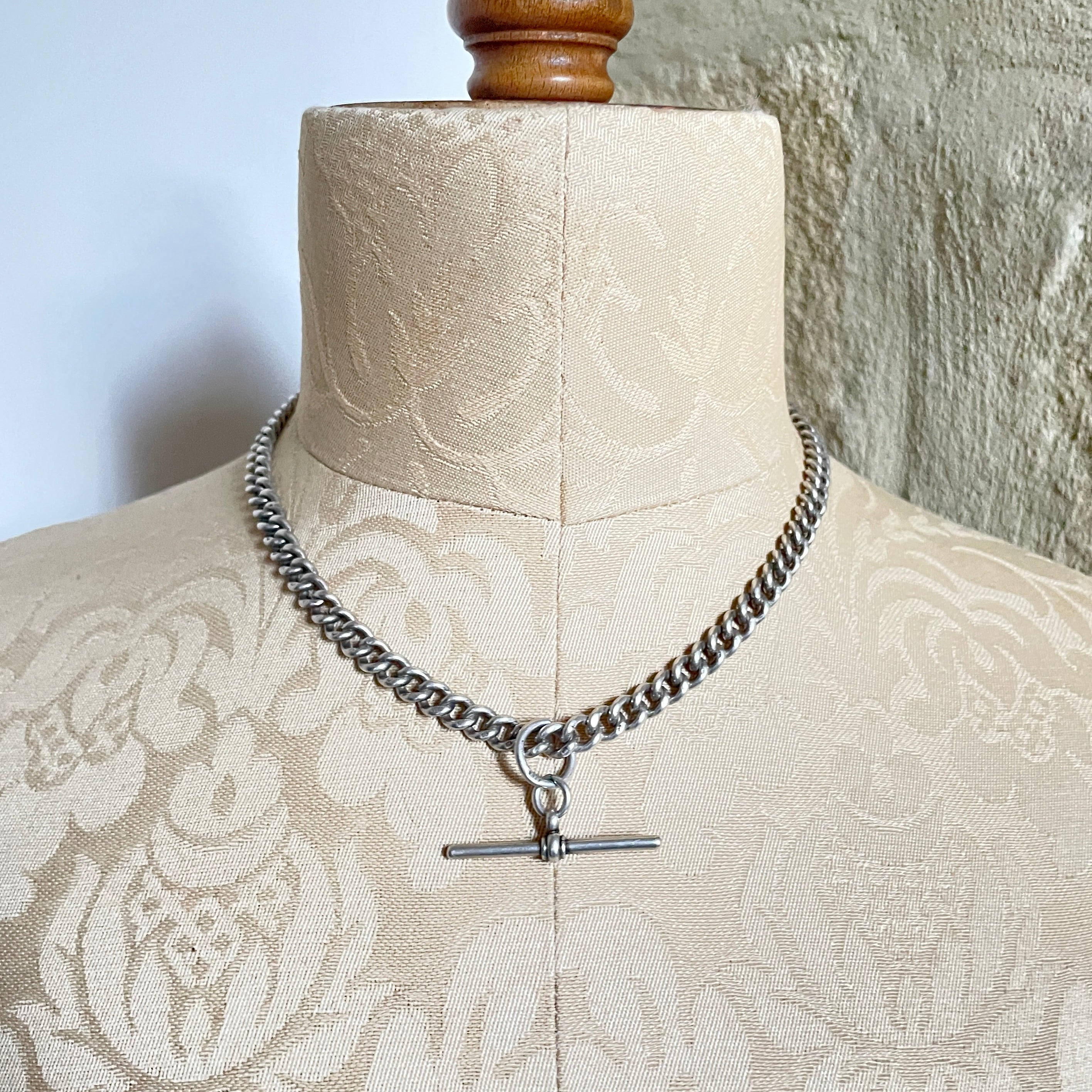 Antique, Edwardian, Heavy, Sterling Silver, Double Albert watch chain, hallmarked 1901, 52 grams