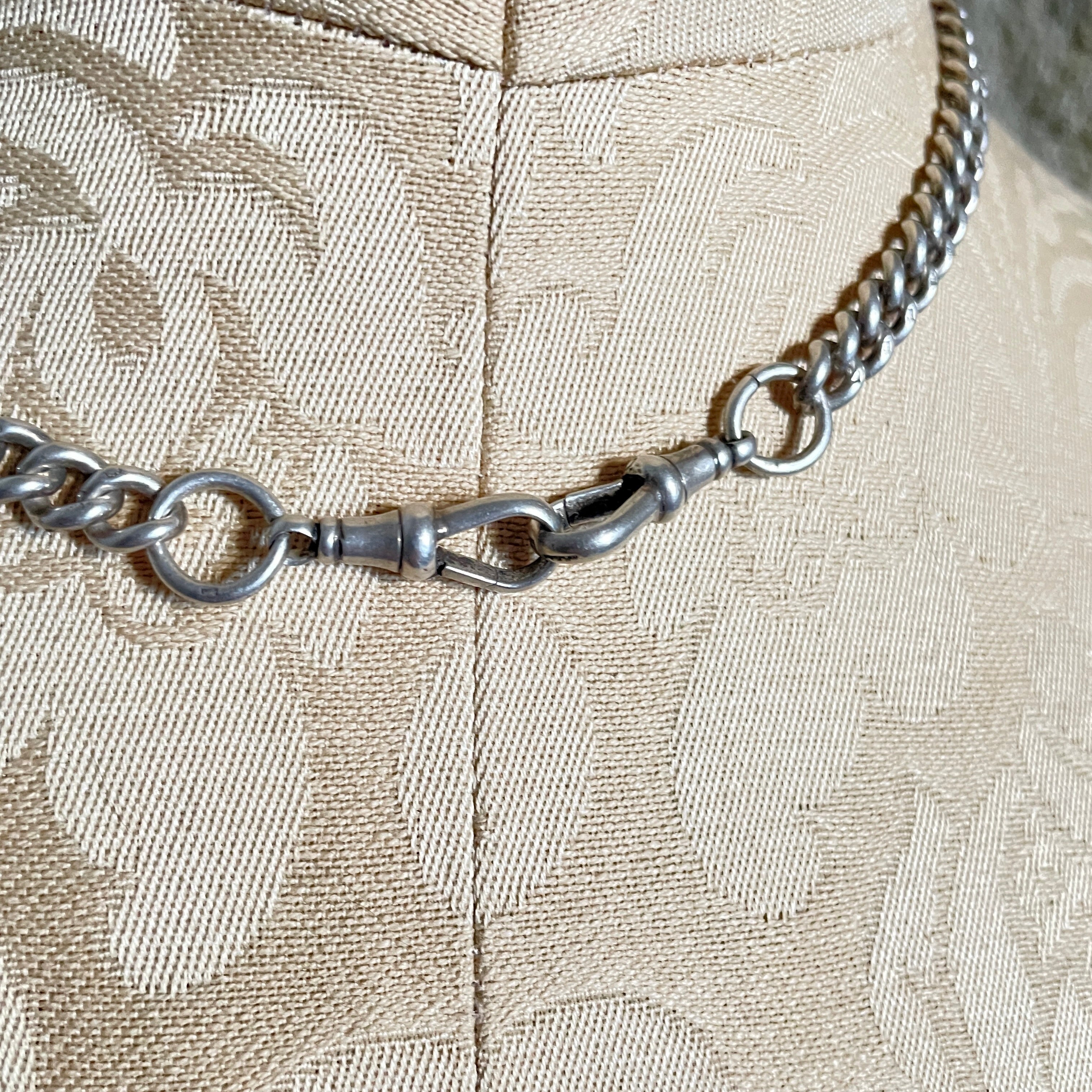 Antique, Edwardian, Heavy, Sterling Silver, Double Albert watch chain, hallmarked 1901, 52 grams