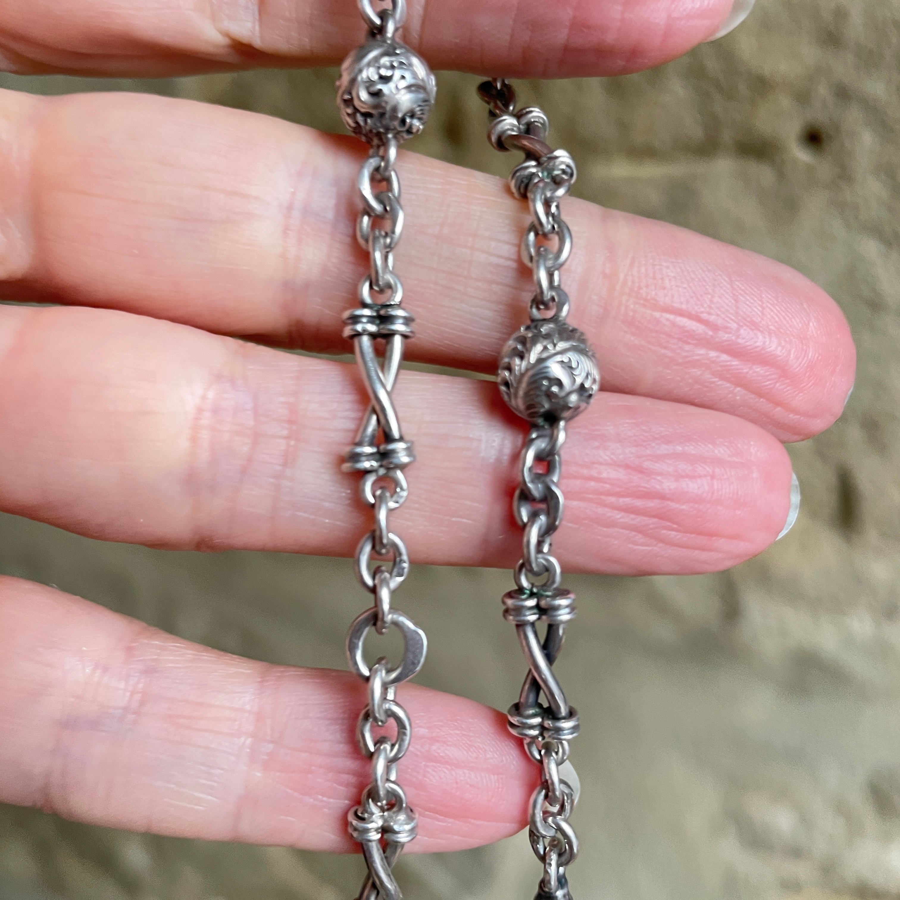 Victorian Sterling Silver Albertina Watch Chain Bracelet, Hallmarked 1896