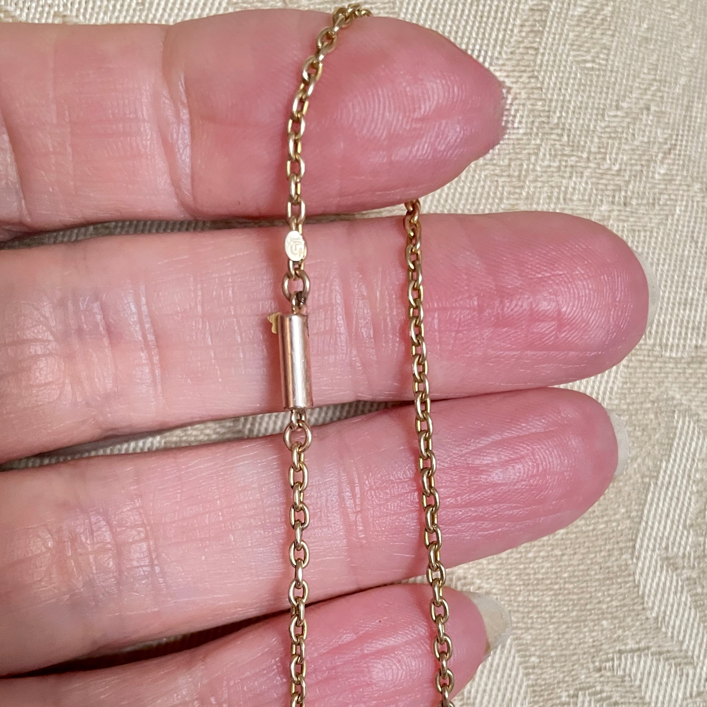 Antique, 15ct Gold, fine Belcher Link Chain, Necklace With Barrel Clasp, 4.1 Grams