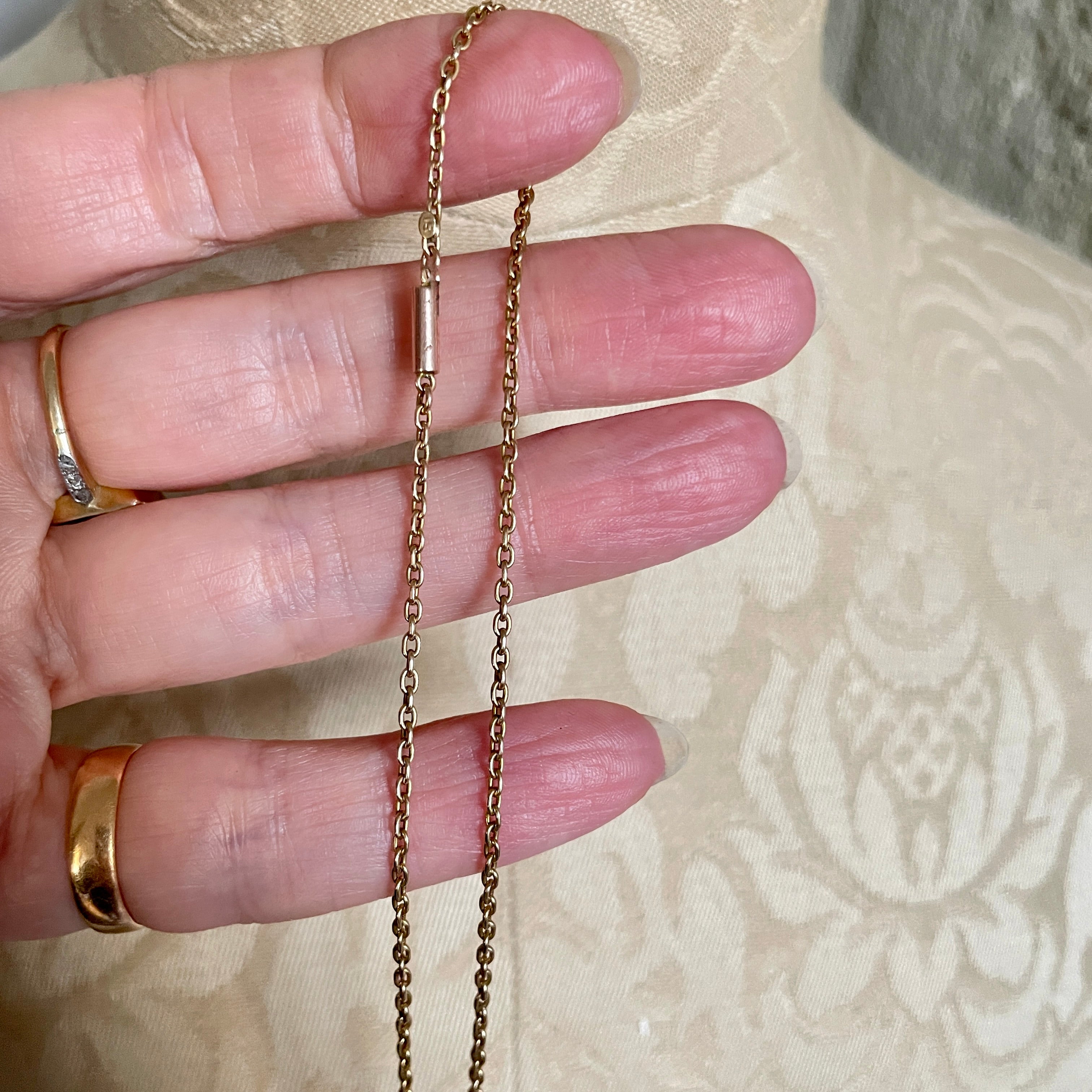 Antique, 15ct Gold, fine Belcher Link Chain, Necklace With Barrel Clasp, 4.1 Grams