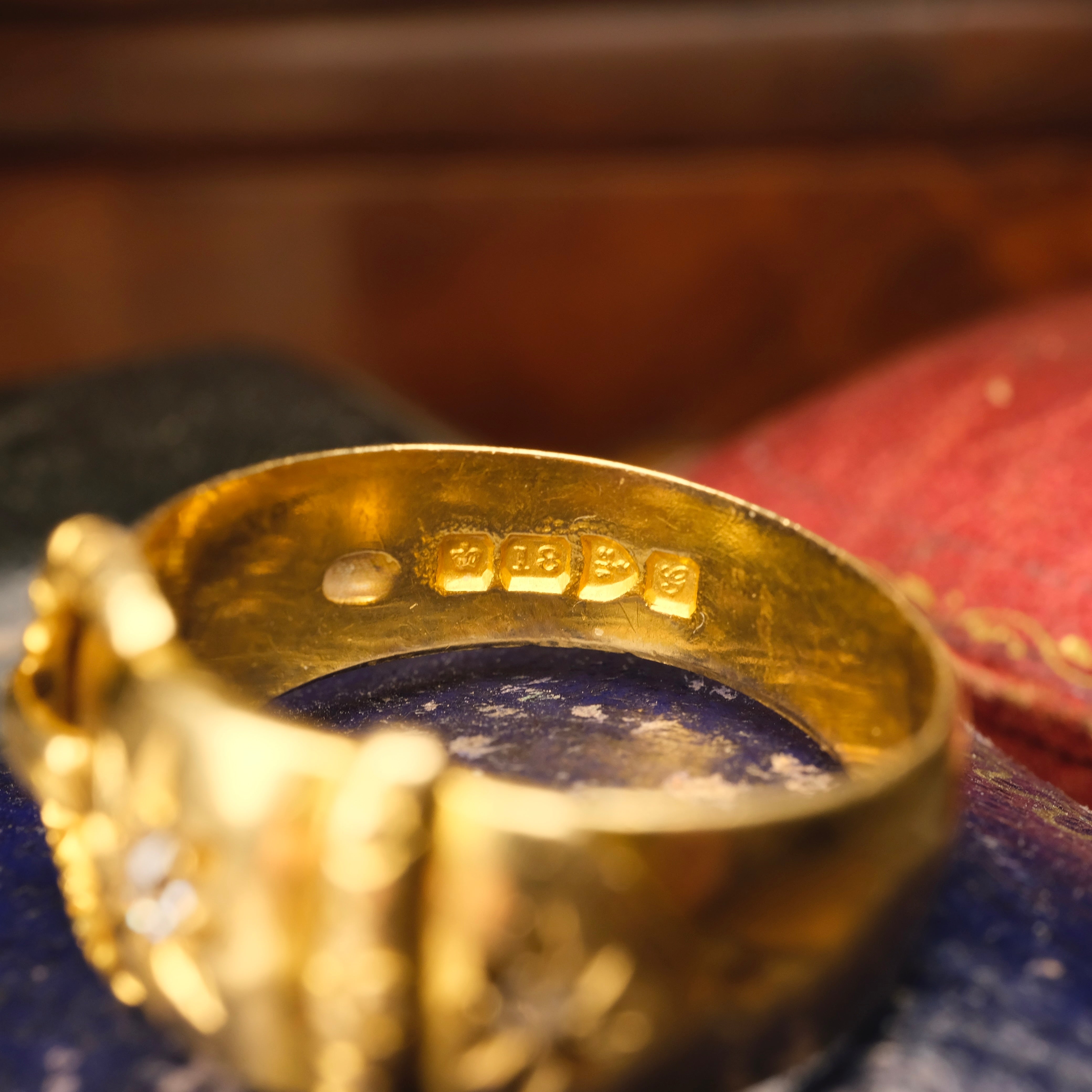 Antique, Edwardian 18ct Gold, Old Cut Diamonds, Wide Buckle Ring, Chester Hallmark 1907