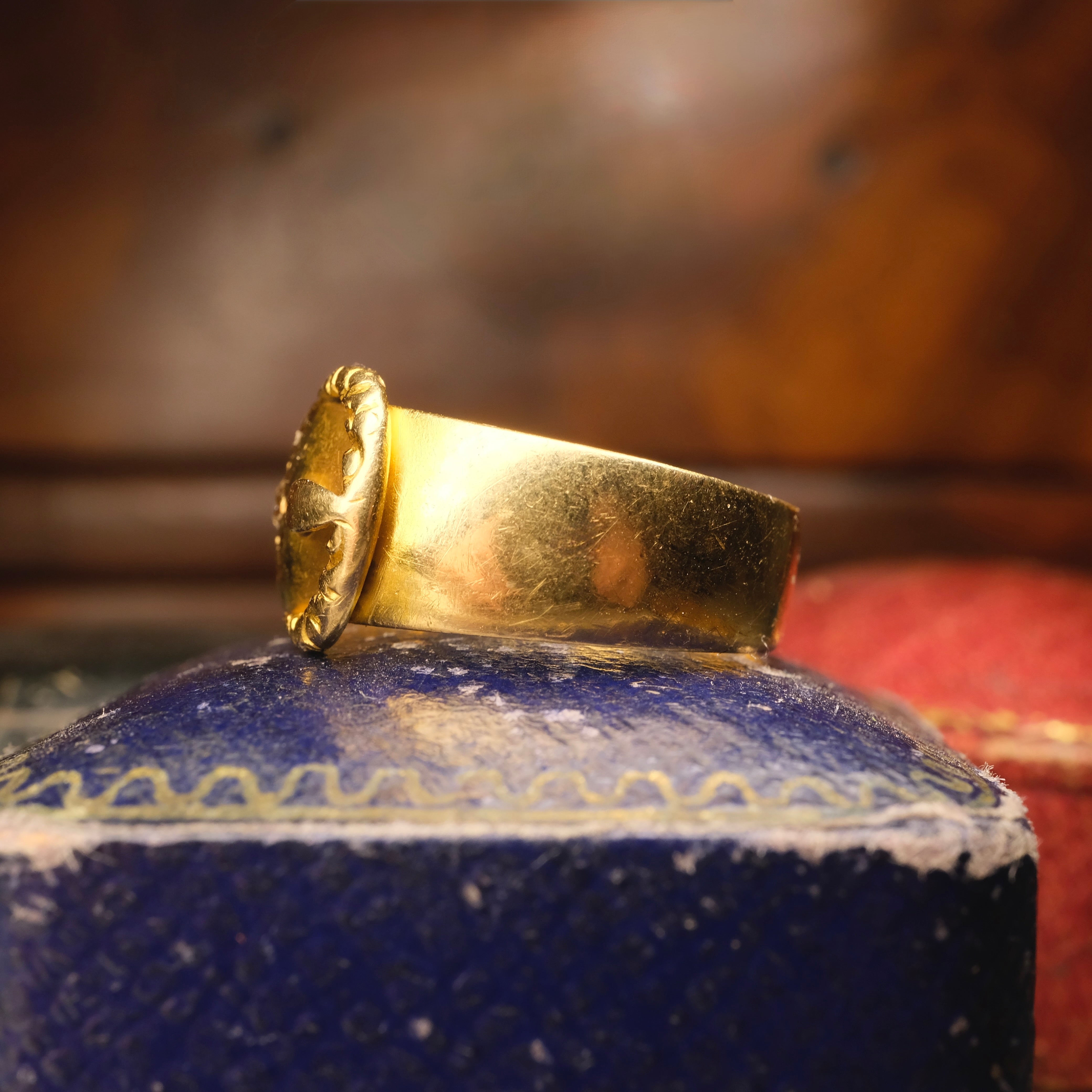 Antique, Edwardian 18ct Gold, Old Cut Diamonds, Wide Buckle Ring, Chester Hallmark 1907