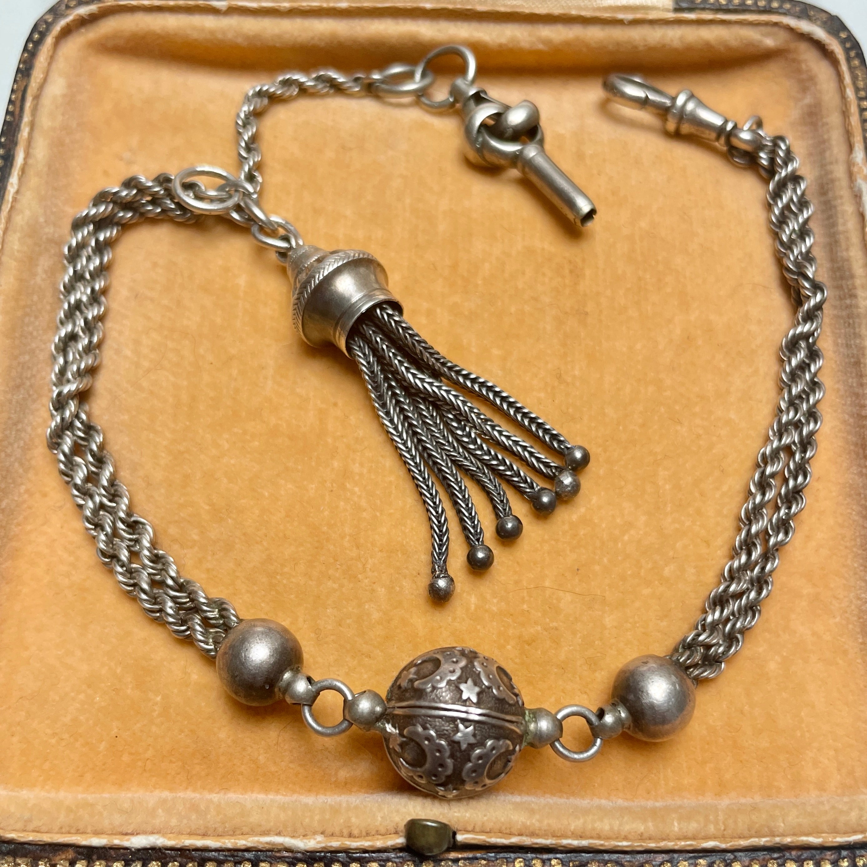 Victorian Sterling Silver Albertina Watch Chain Bracelet