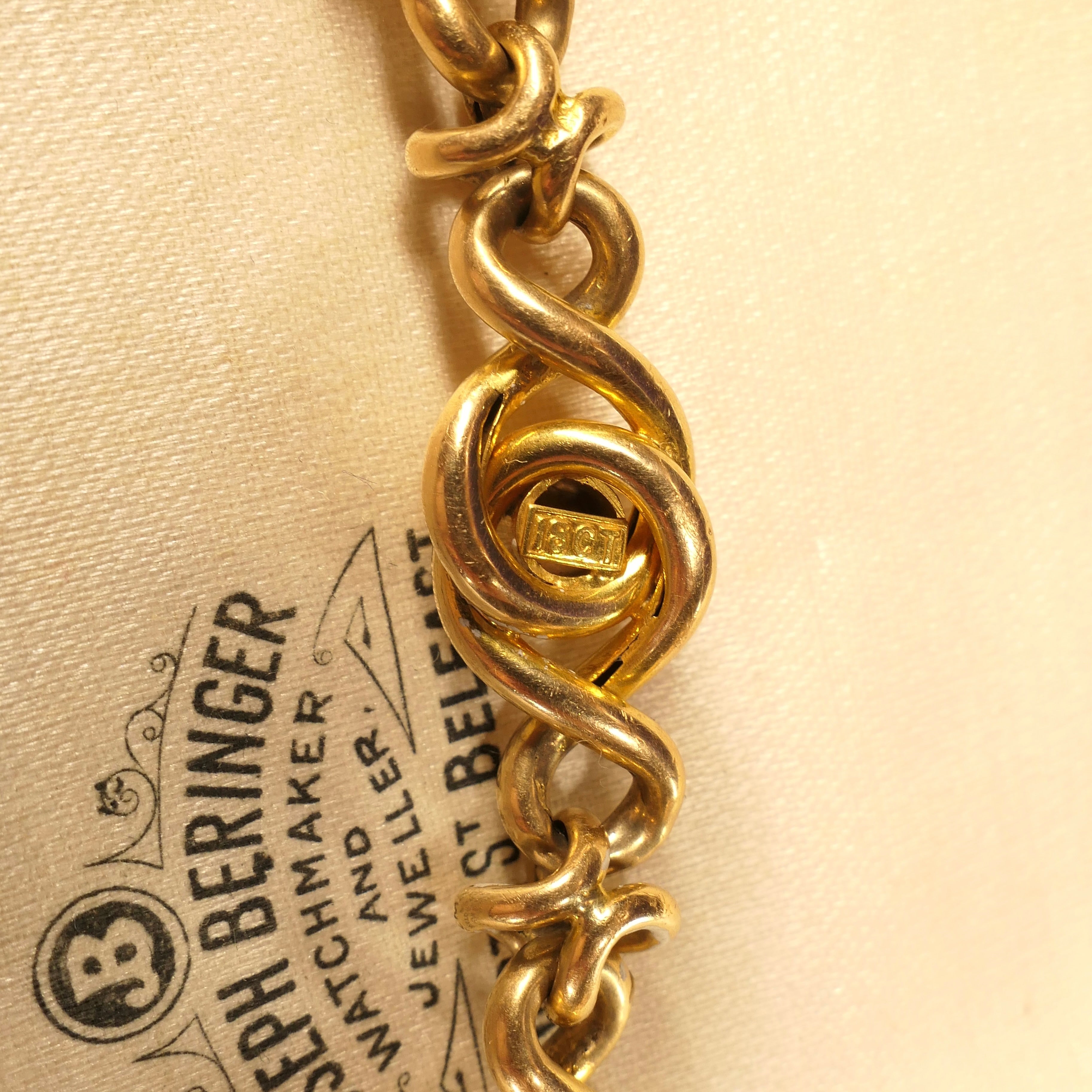 Antique, Victorian 18ct Gold & Turquoise knot Link Bracelet with Heart Padlock Clasp, 19 Grams