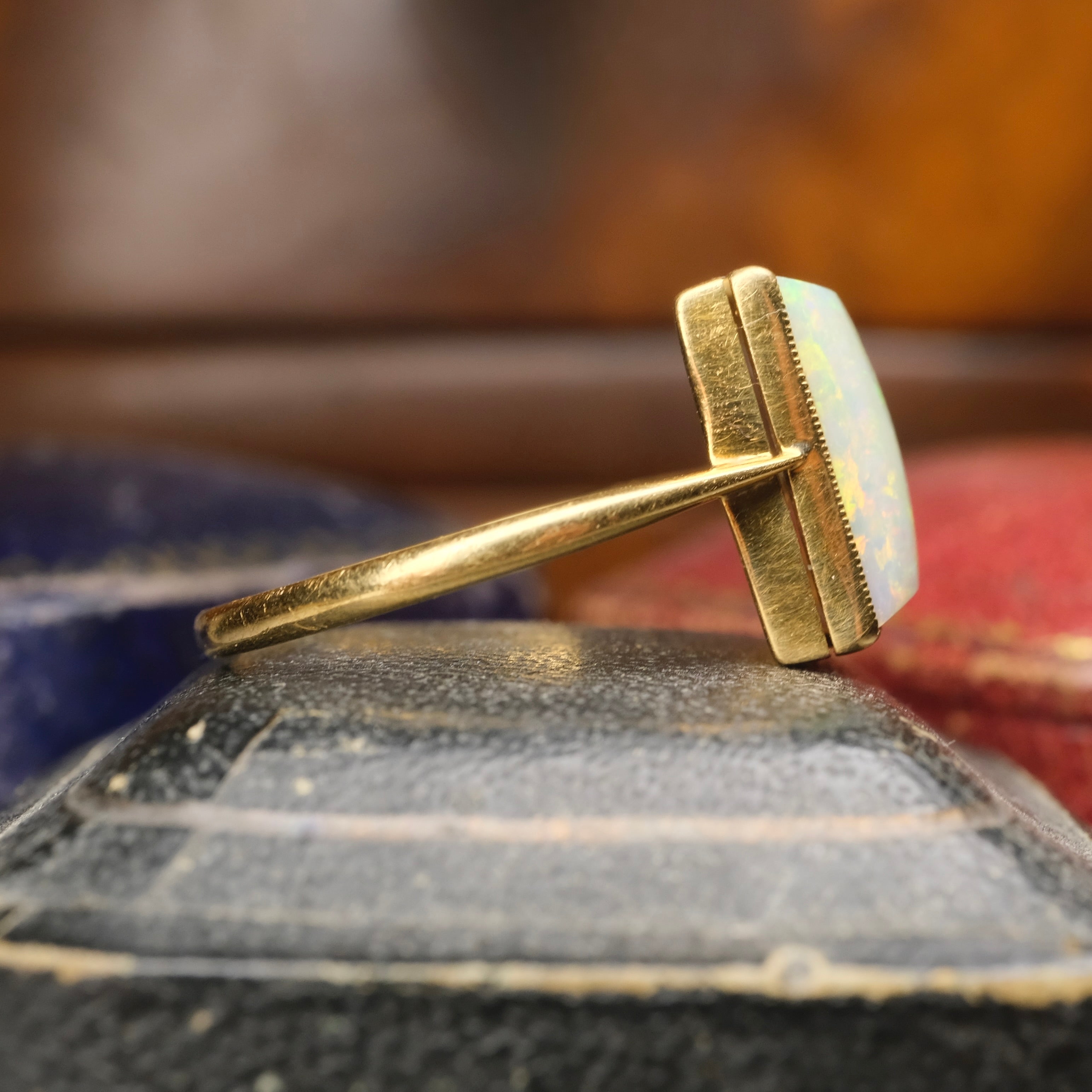 1920s, Art Deco 18ct Gold, Opal Solitaire Ring