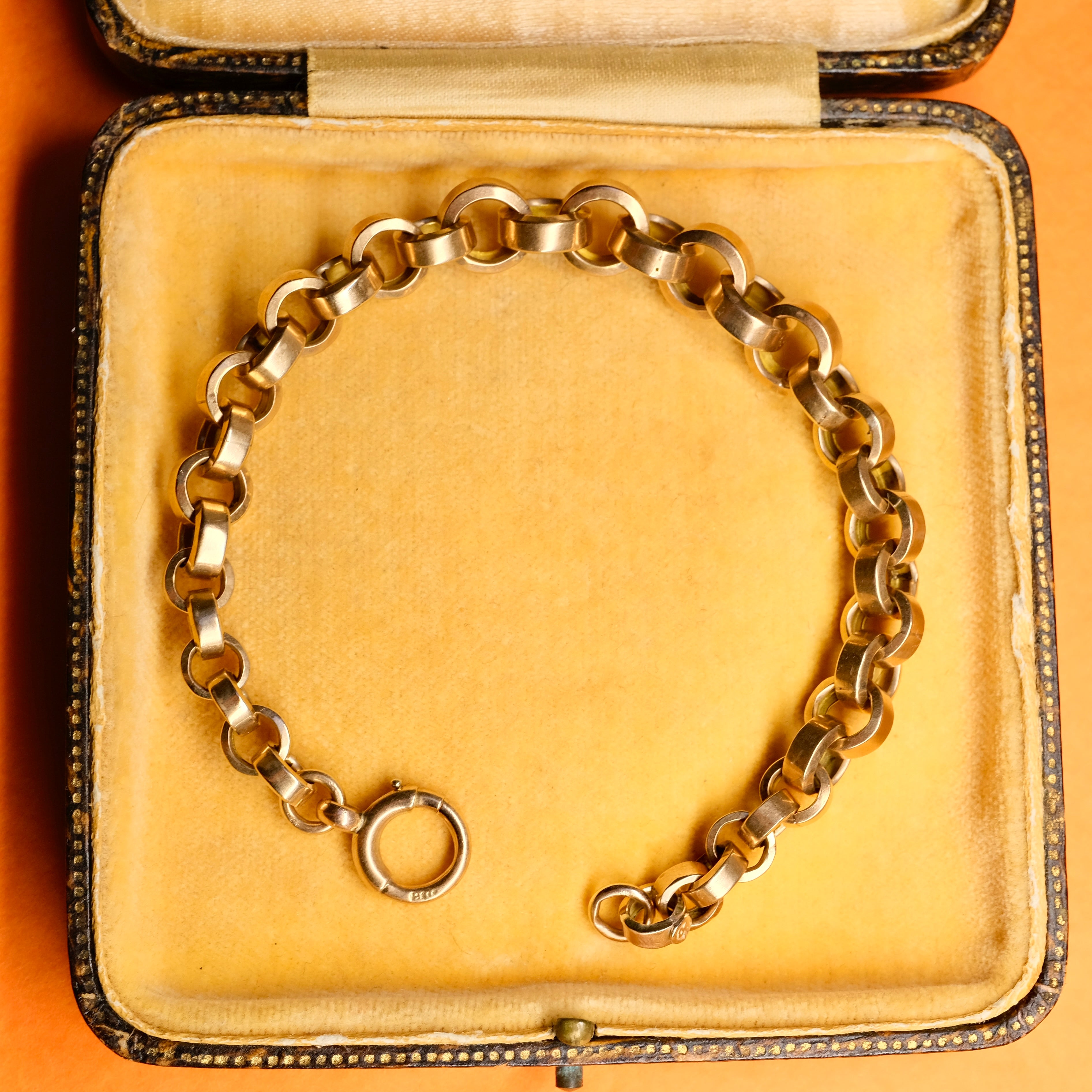 Antique 9ct Rose Gold Watch Chain Bracelet, With Bolt Ring Clasp, 17.6 grams