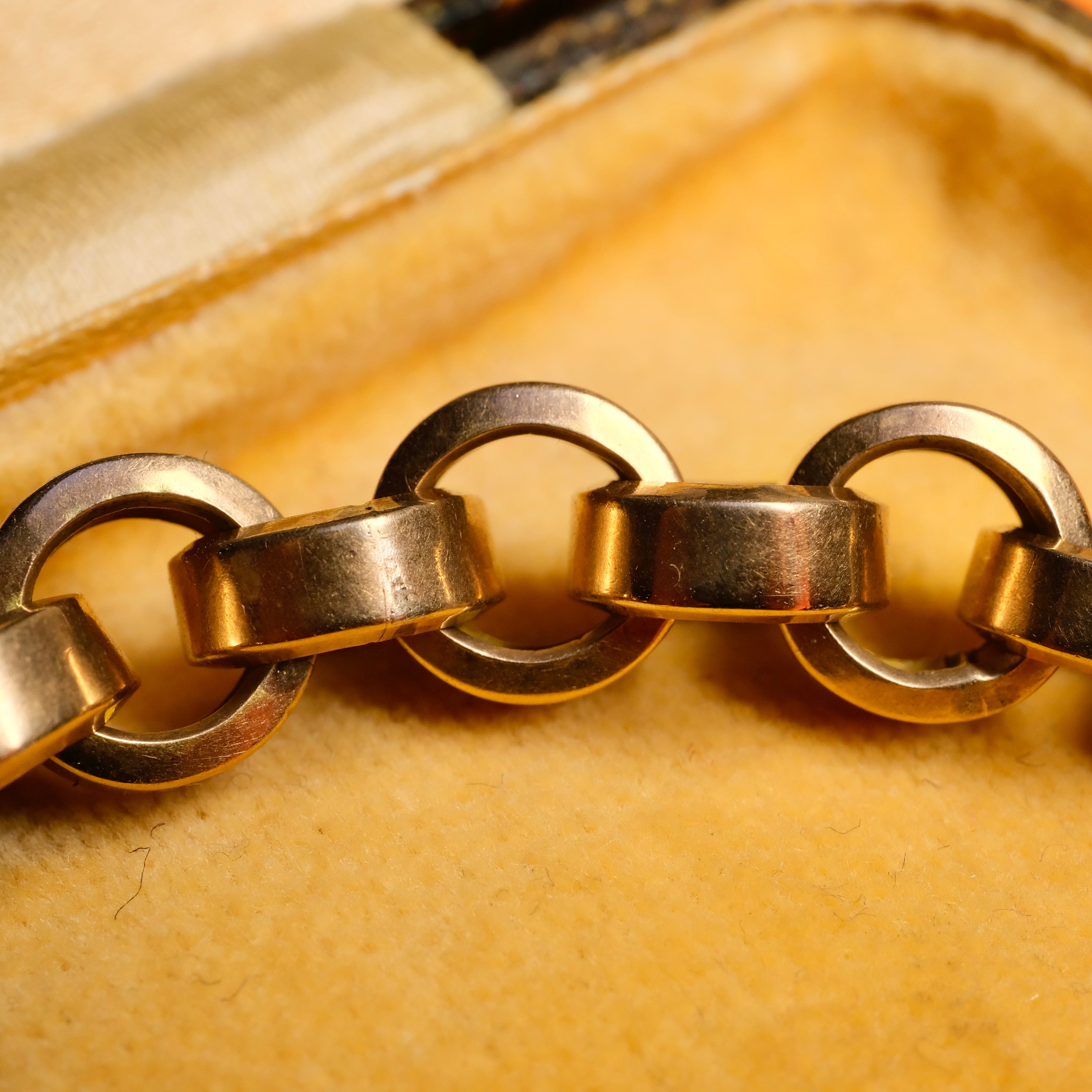 Antique 9ct Rose Gold Watch Chain Bracelet, With Bolt Ring Clasp, 17.6 grams