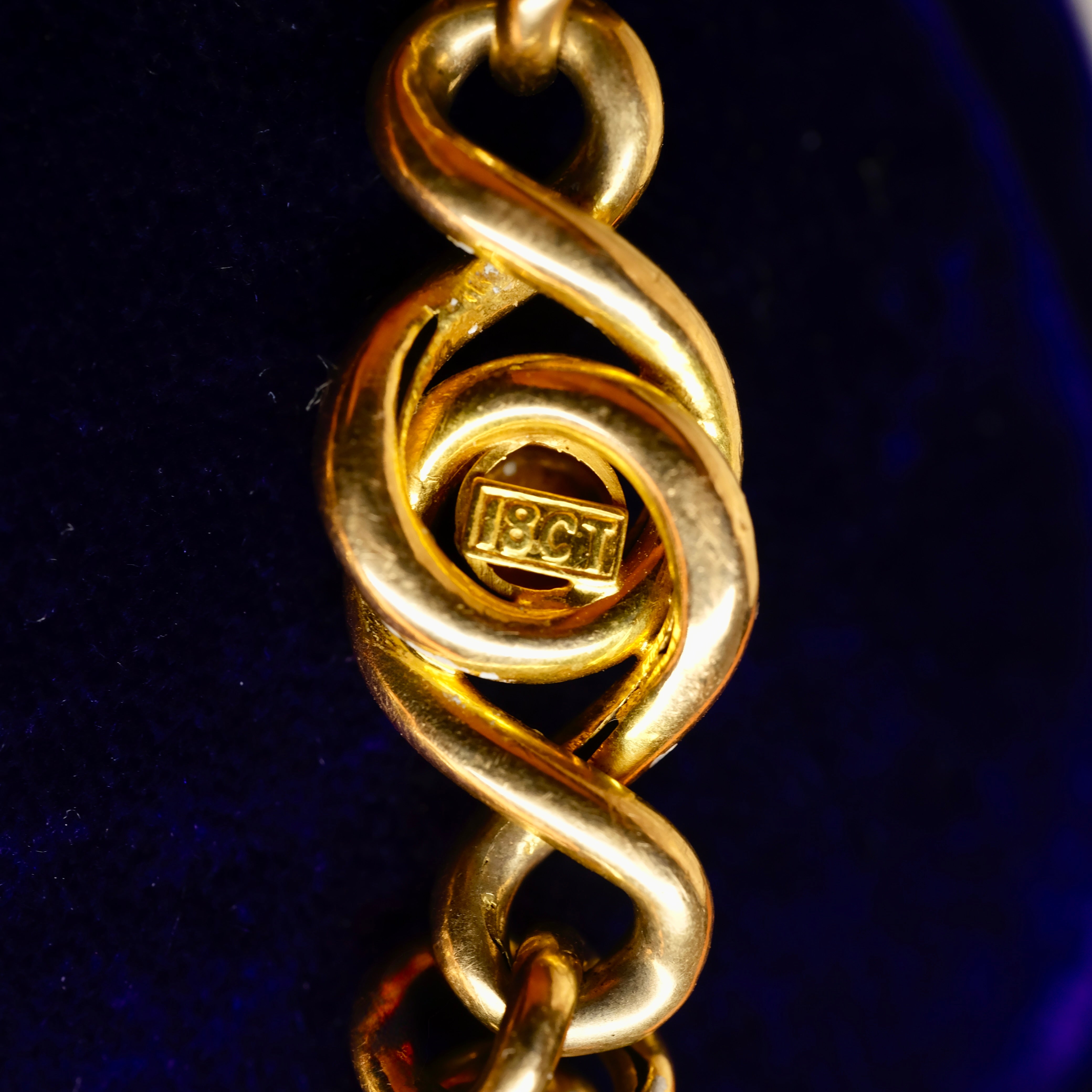 Antique, Victorian 18ct Gold & Turquoise knot Link Bracelet with Heart Padlock Clasp, 19 Grams