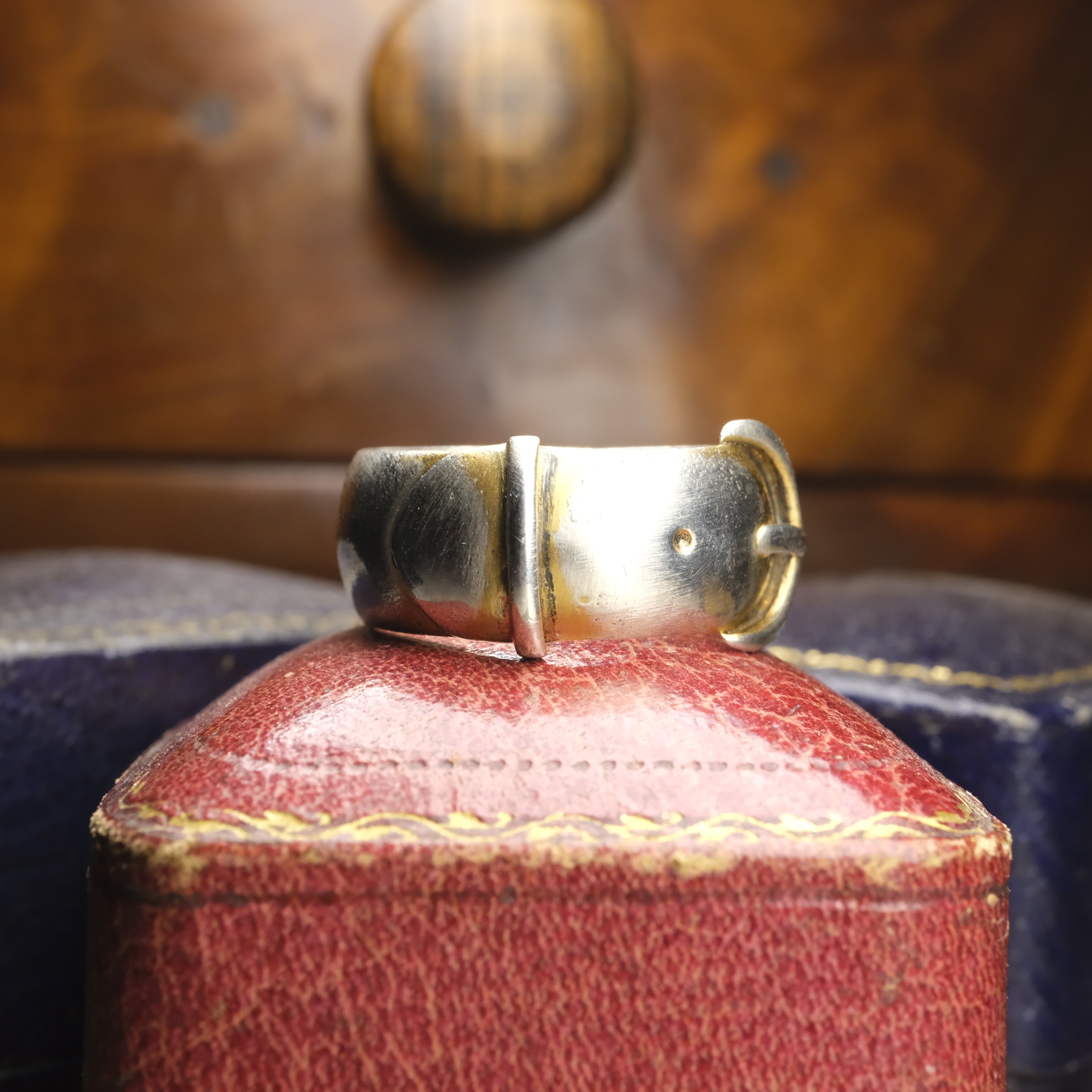 Antique Chunky Sterling Silver Buckle Band Ring