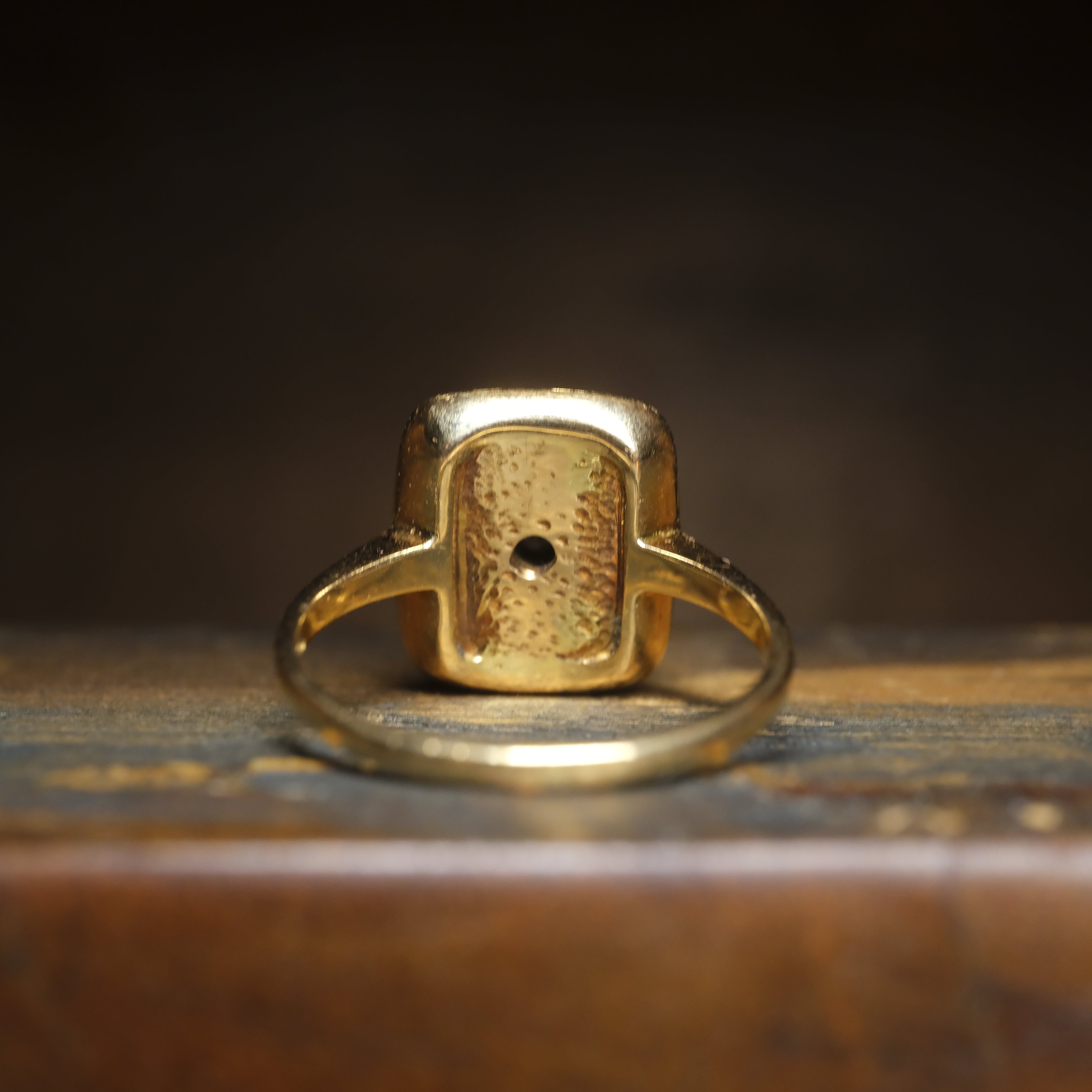 1920s Hugo Grun, Art Deco, 14ct Gold, Onyx & Diamond Plaque Ring