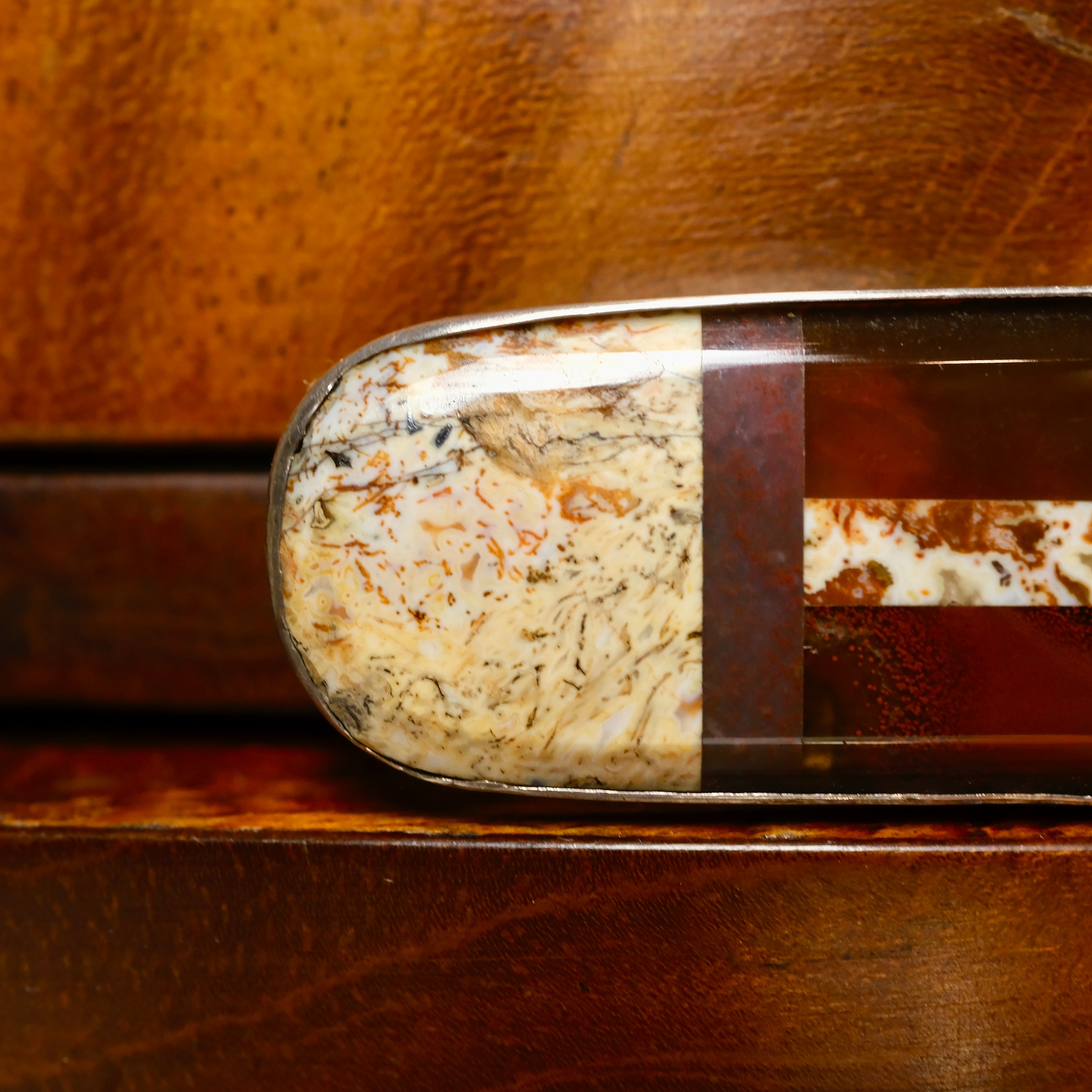 Victorian, Silver Scottish Pebble, Jasper, Long Bar Brooch