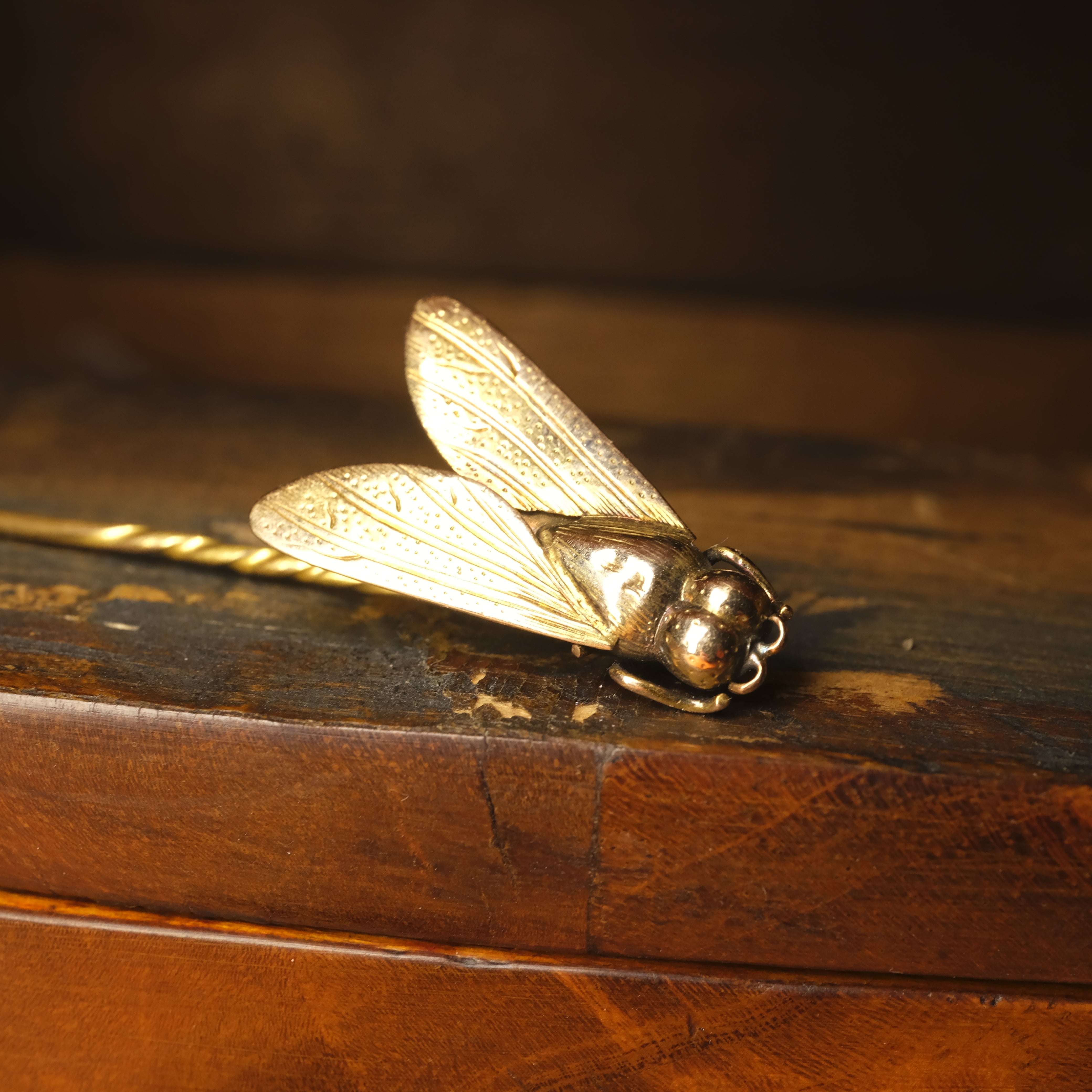 Victorian, 9ct Rose Gold, Fly Stick Pin, In Case