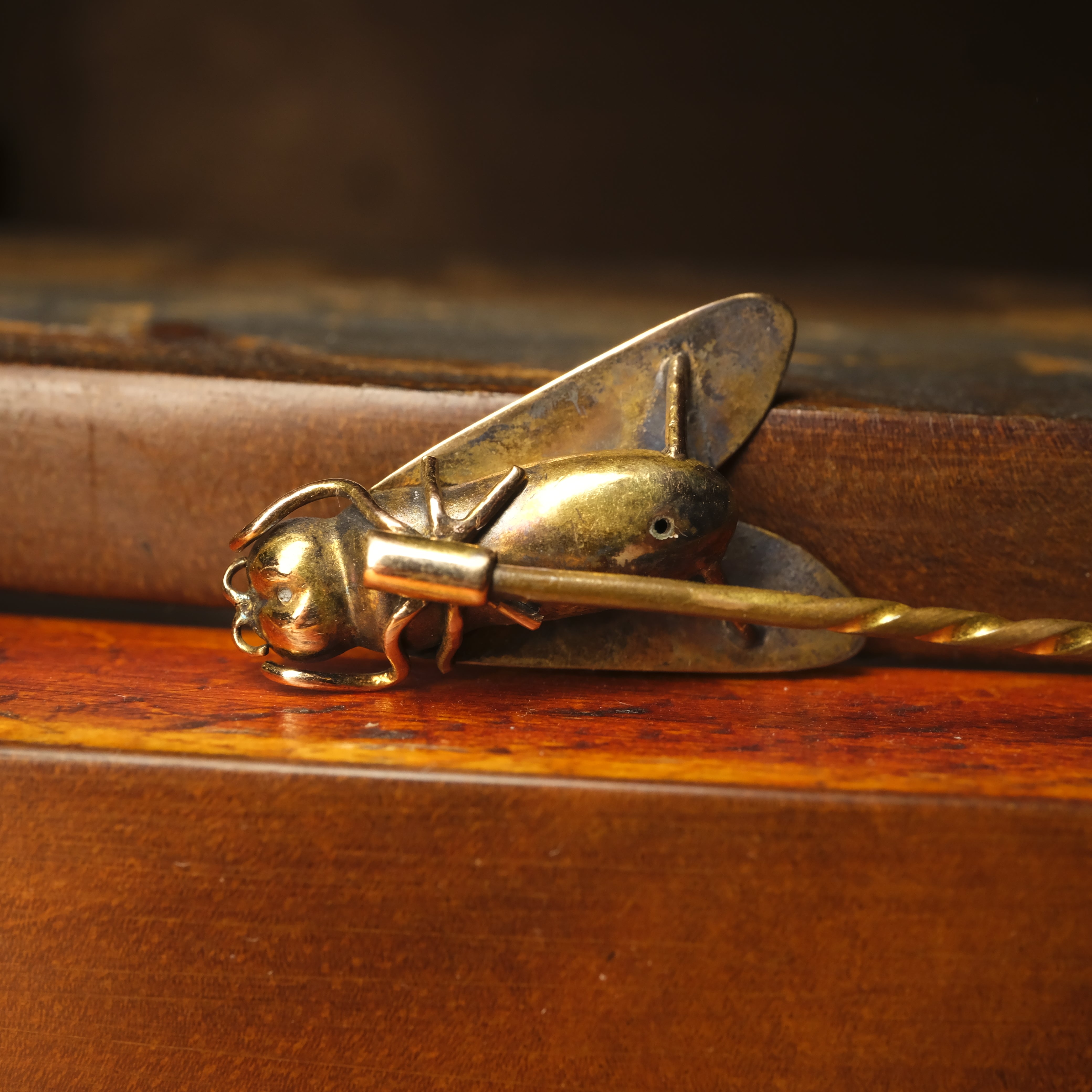 Victorian, 9ct Rose Gold, Fly Stick Pin, In Case