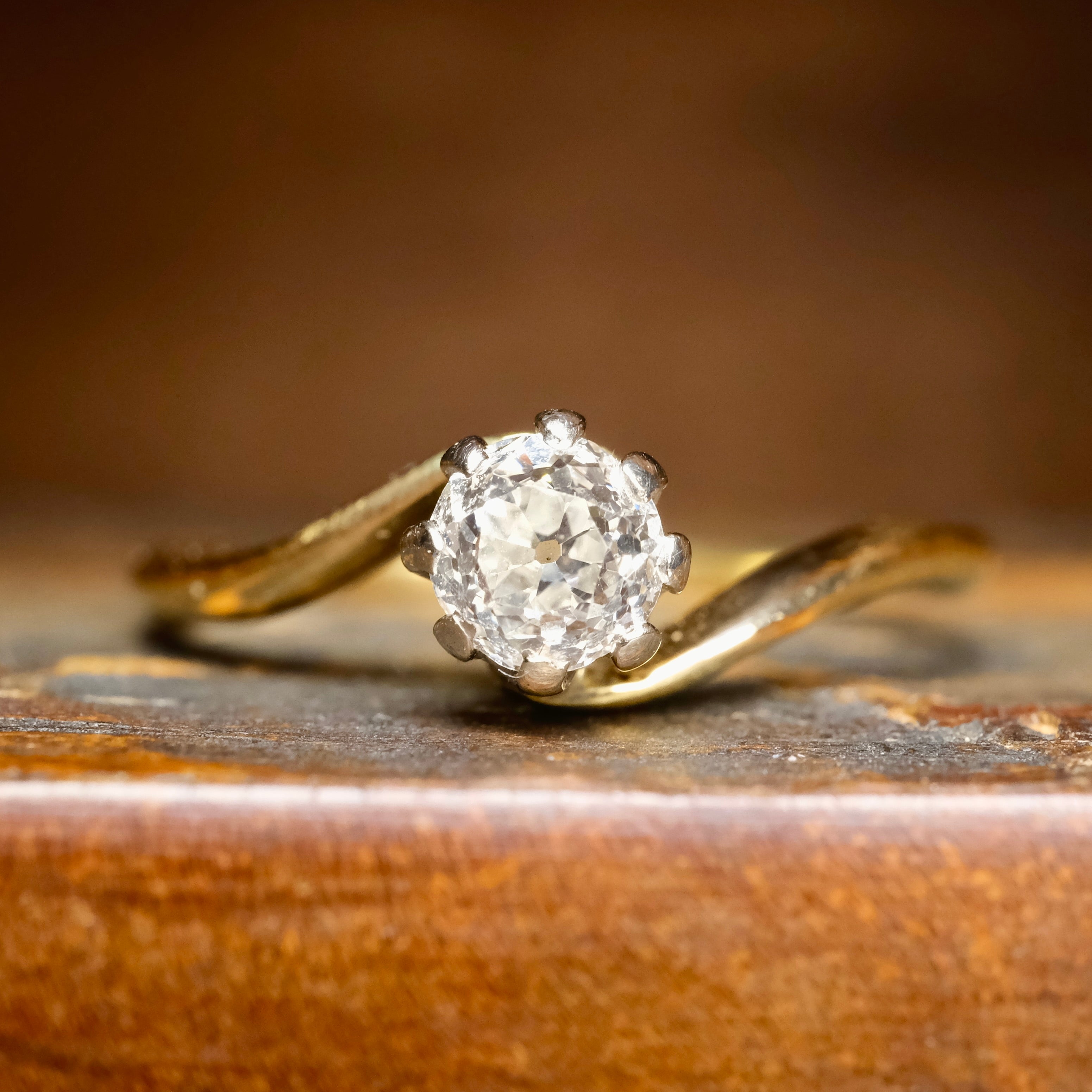 Antique, Edwardian, 18ct Gold, Old Cut Diamond Solitaire Engagement Ring
