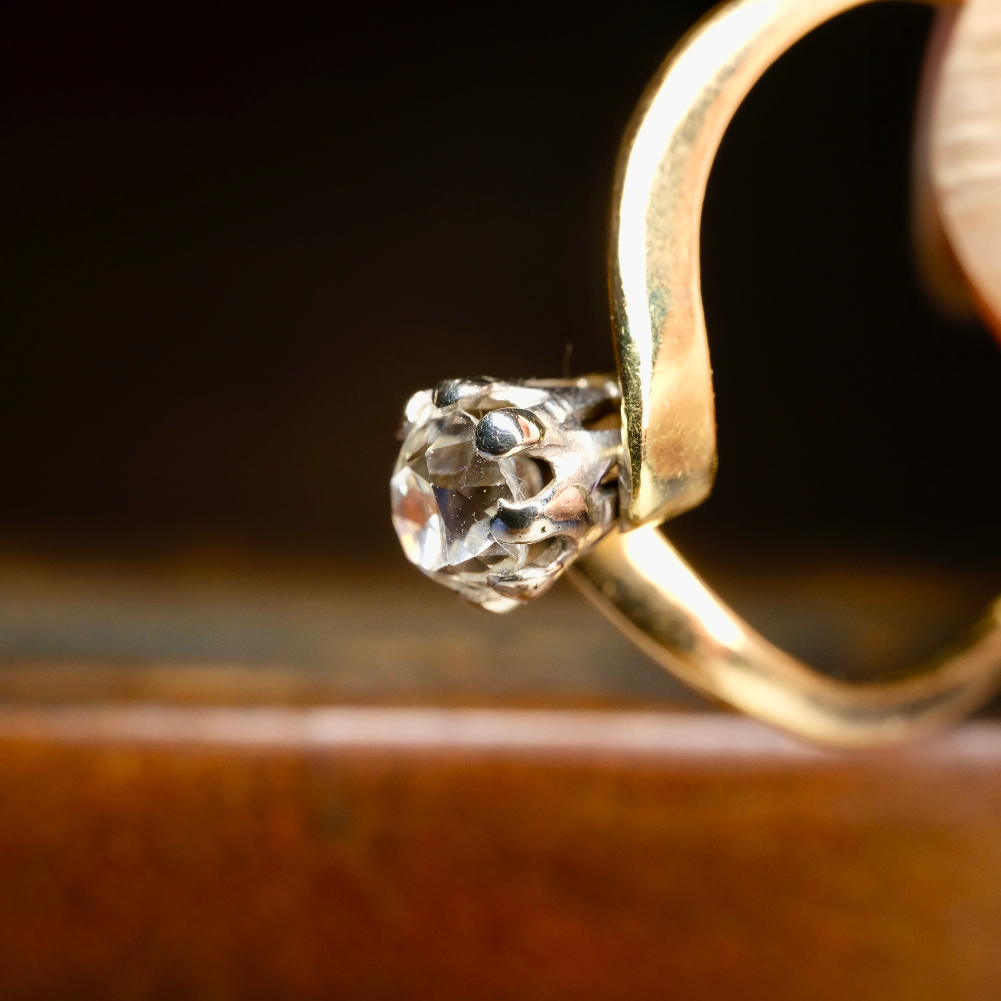 Antique, Edwardian, 18ct Gold, Old Cut Diamond Solitaire Engagement Ring