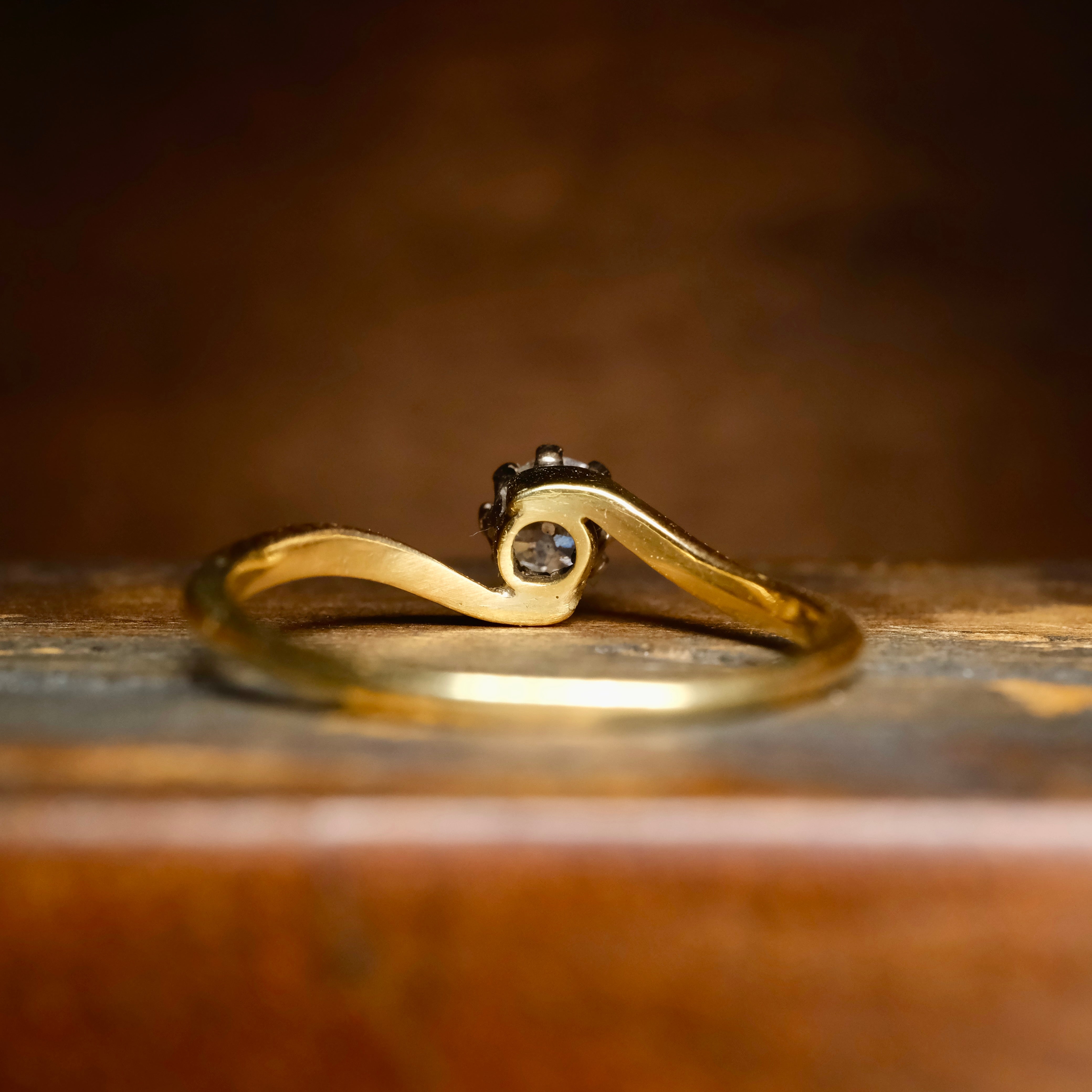 Antique, Edwardian, 18ct Gold, Old Cut Diamond Solitaire Engagement Ring